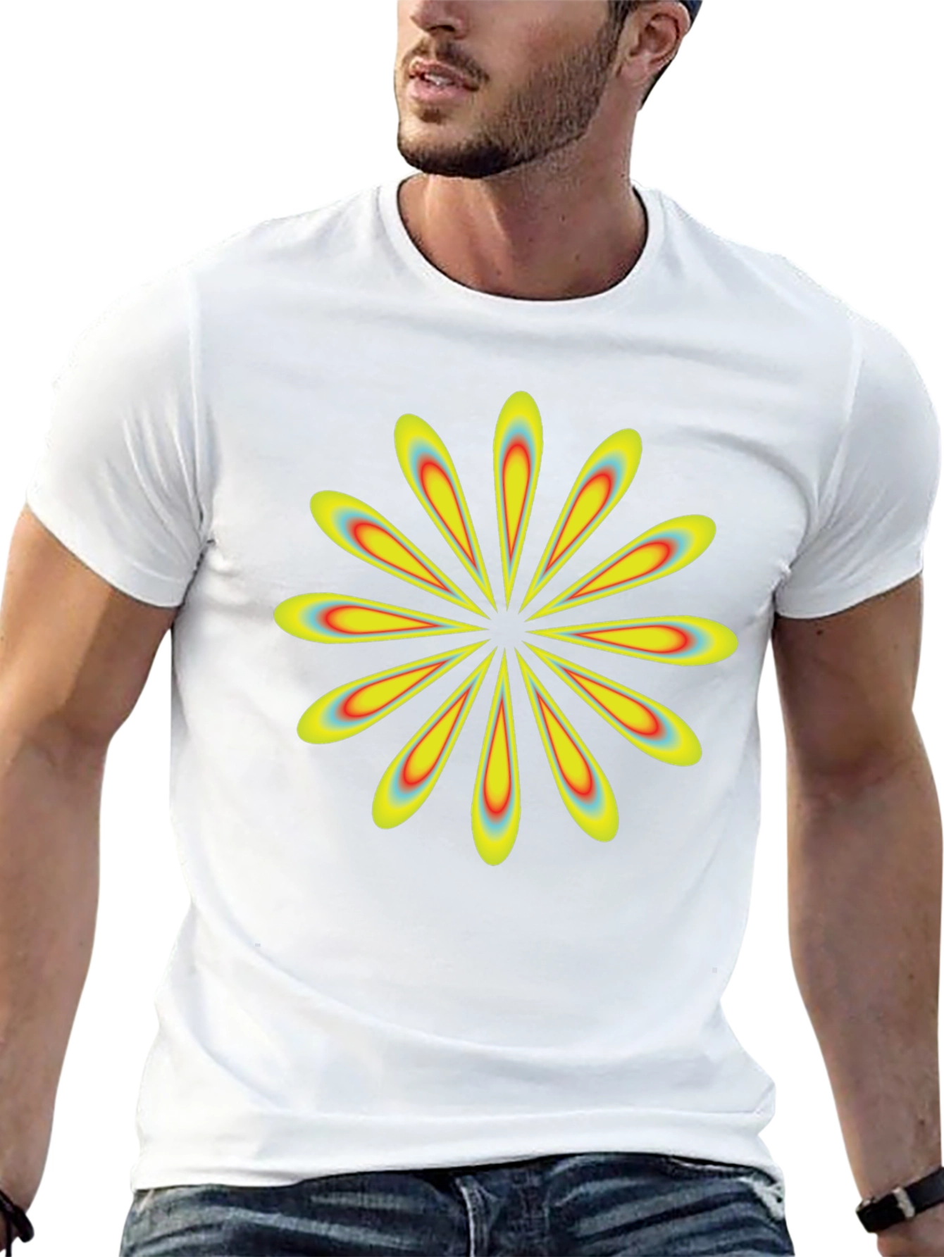 Retro Flower Power Black T-Shirt
