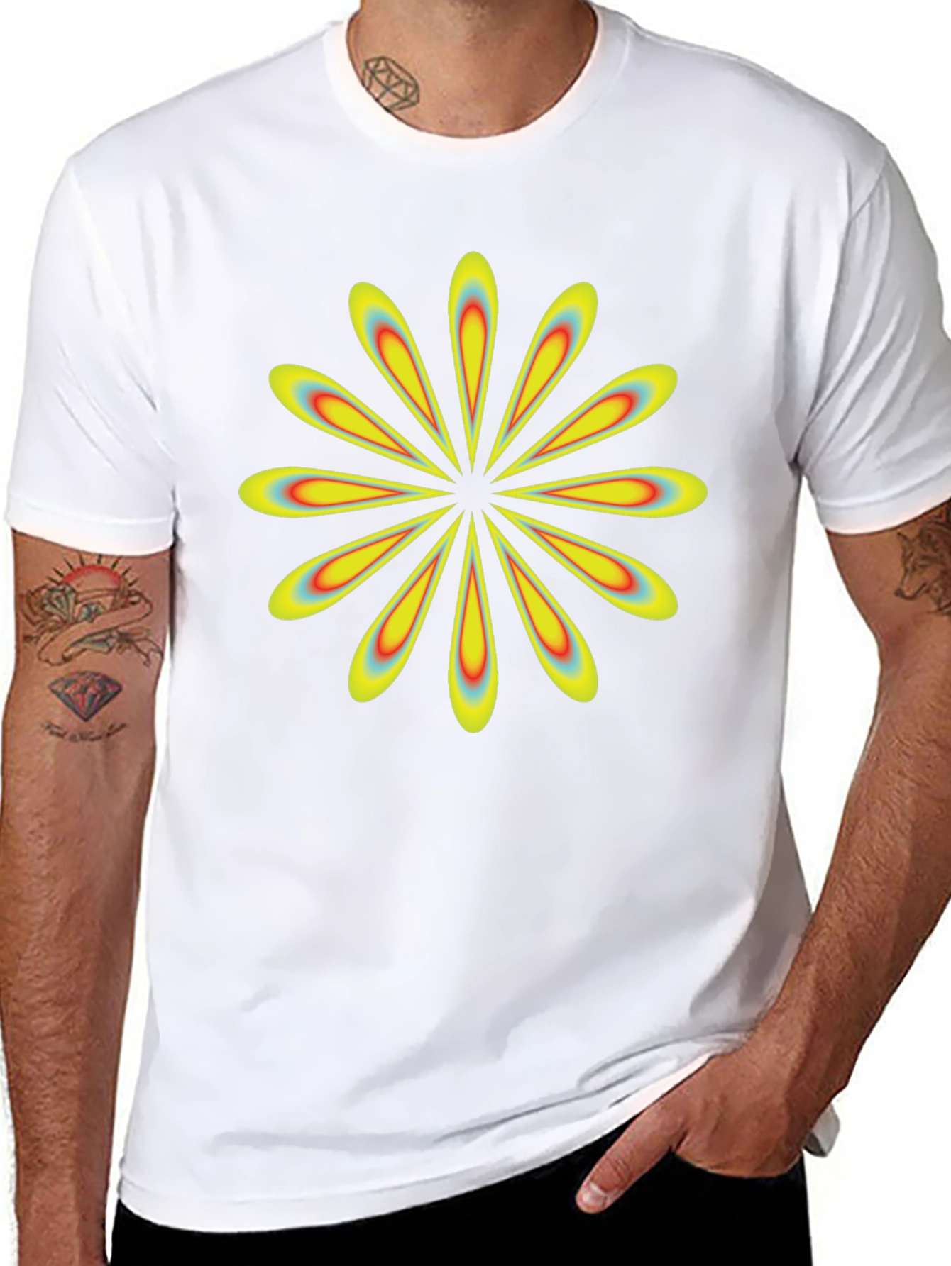 Retro Flower Power Black T-Shirt