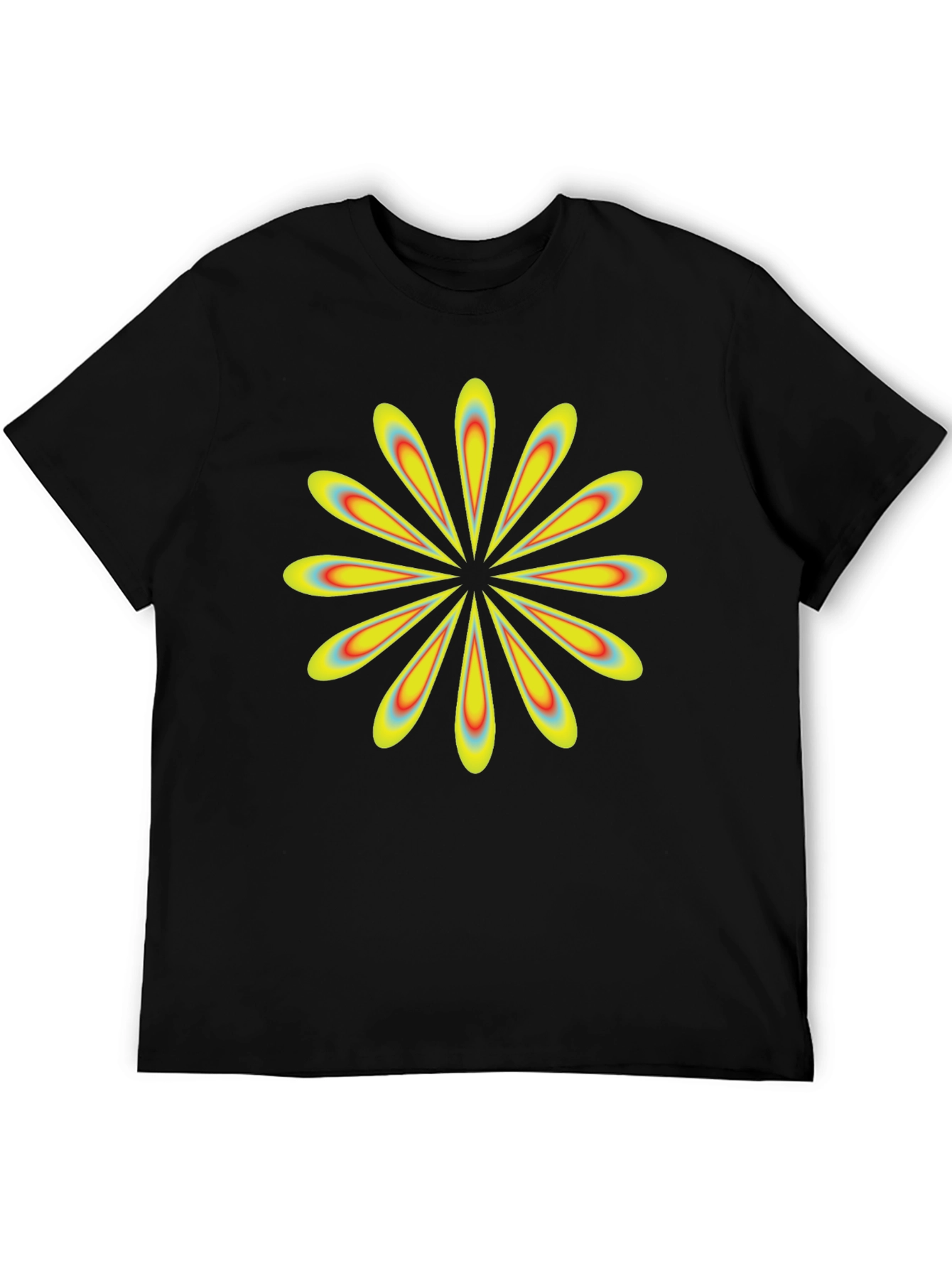 Retro Flower Power Black T-Shirt
