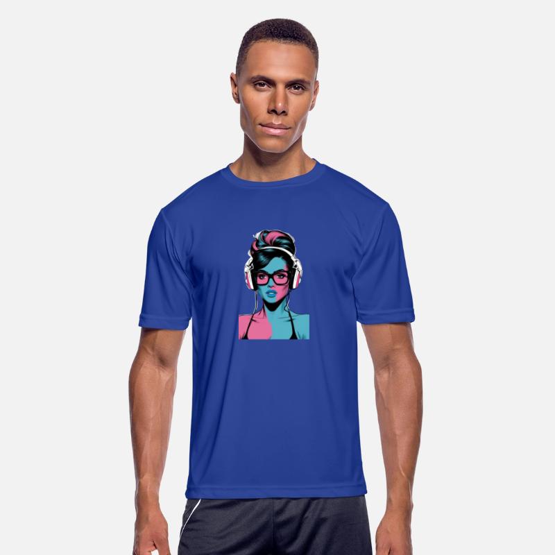 Melodic Print Artistic Lady Listening to Music