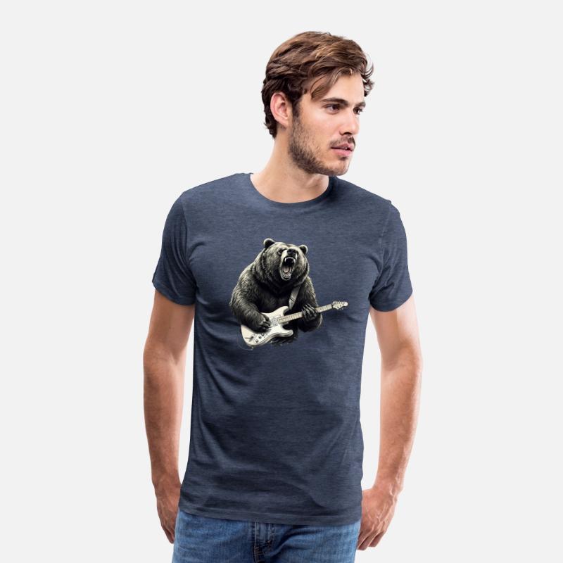 Mens Rock and Roll Bear Electric Guitar Music Band