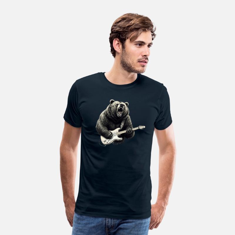 Mens Rock and Roll Bear Electric Guitar Music Band