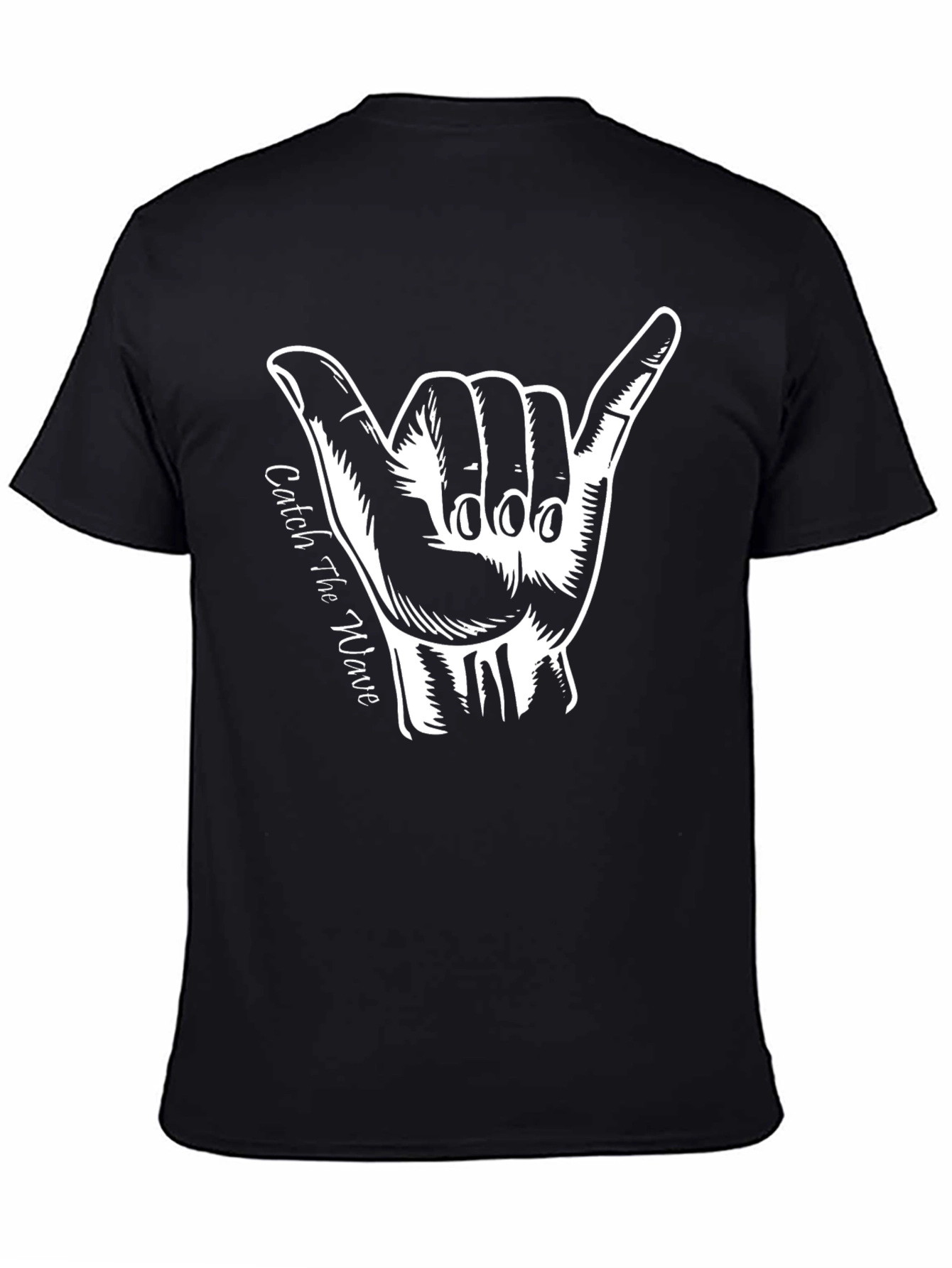 Catch the Wave Graphic Tee - Black Cotton T-Shirt