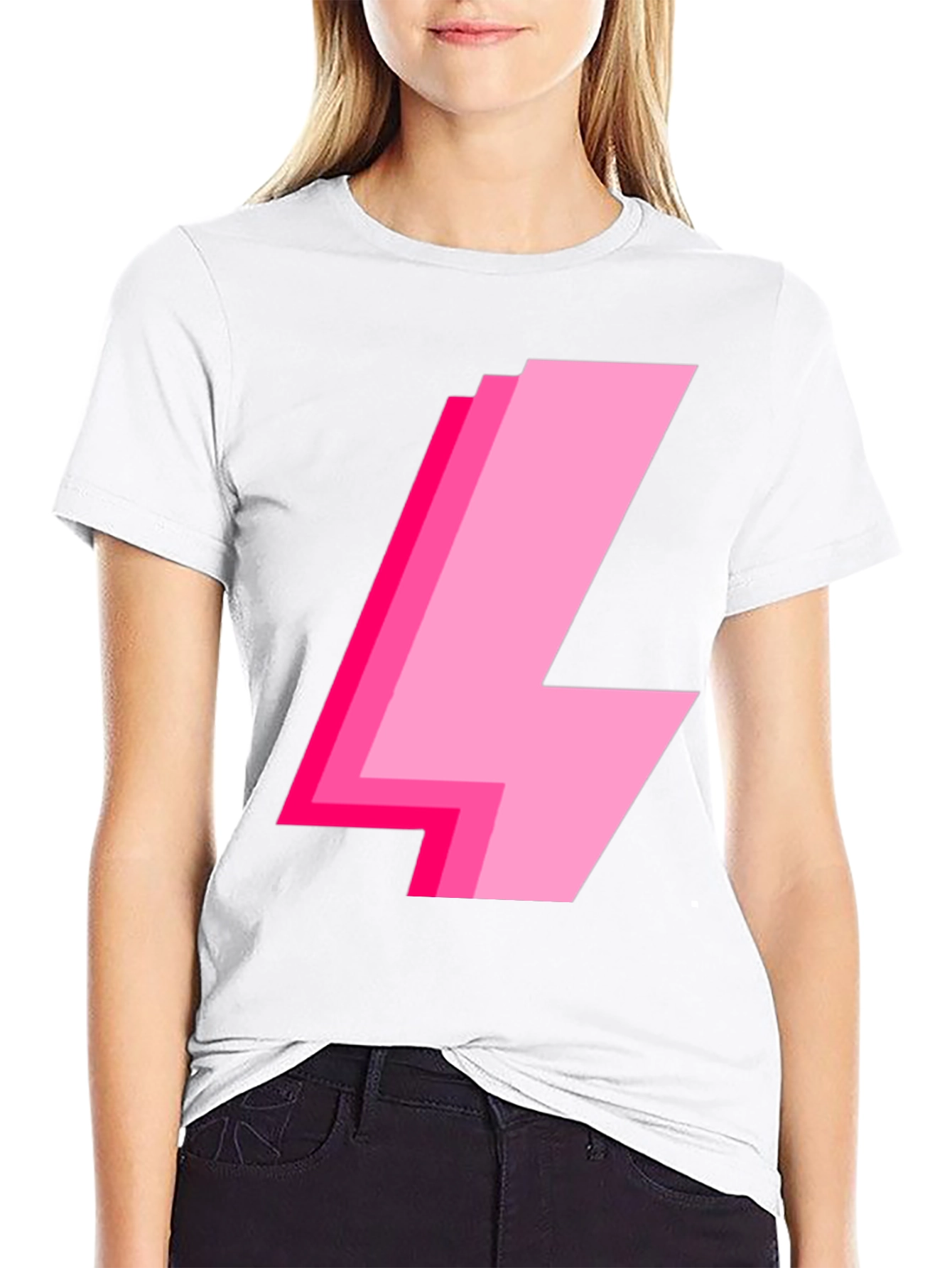 Trendy Pink Lightning Bolt Graphic Tee