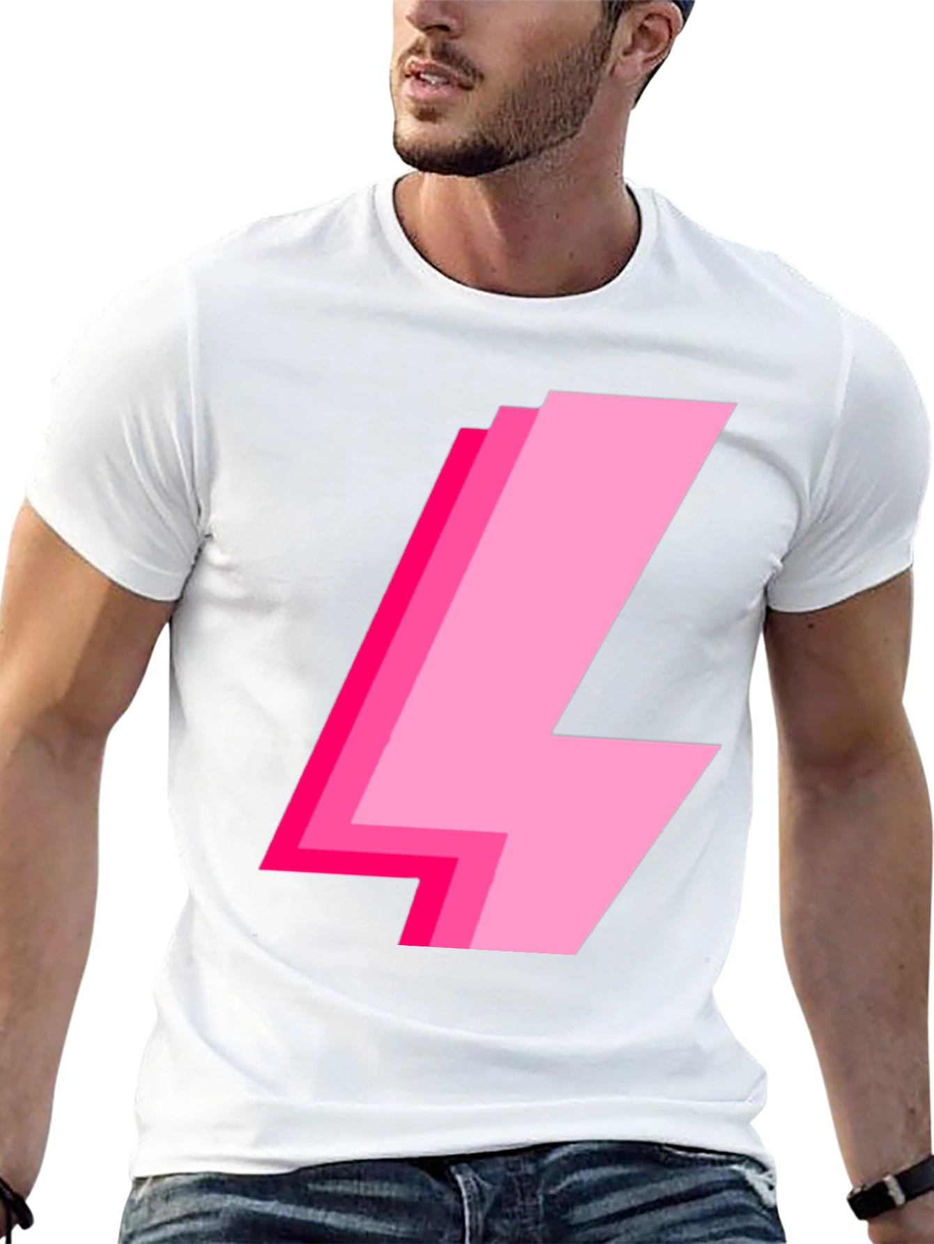 Trendy Pink Lightning Bolt Graphic Tee