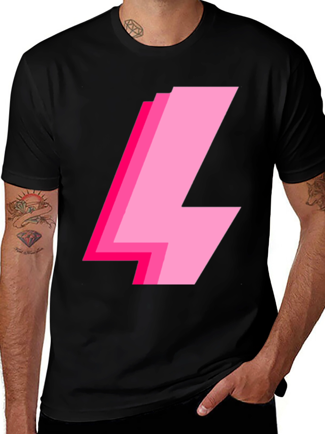 Trendy Pink Lightning Bolt Graphic Tee