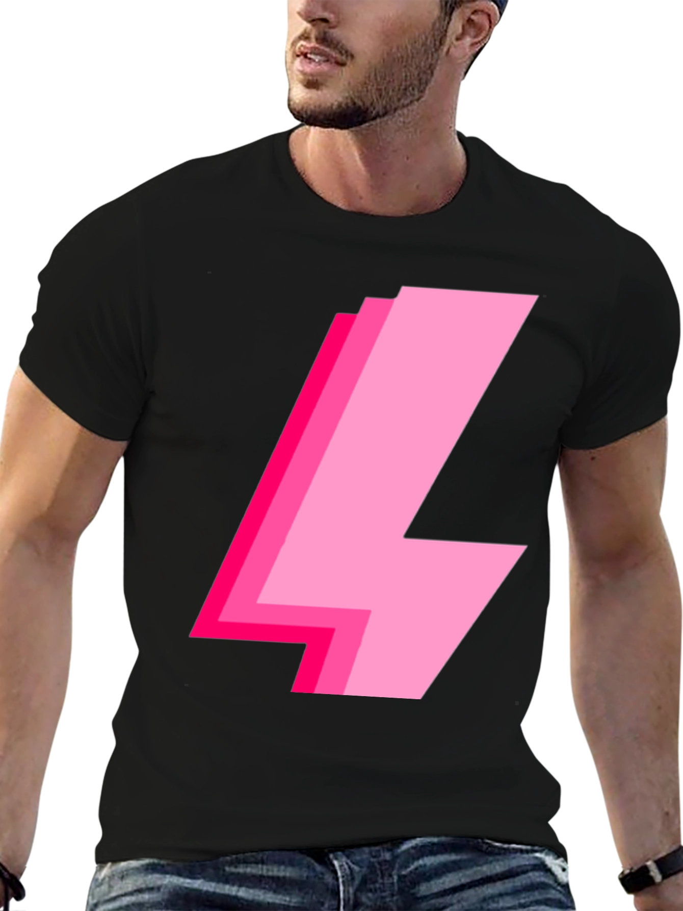 Trendy Pink Lightning Bolt Graphic Tee