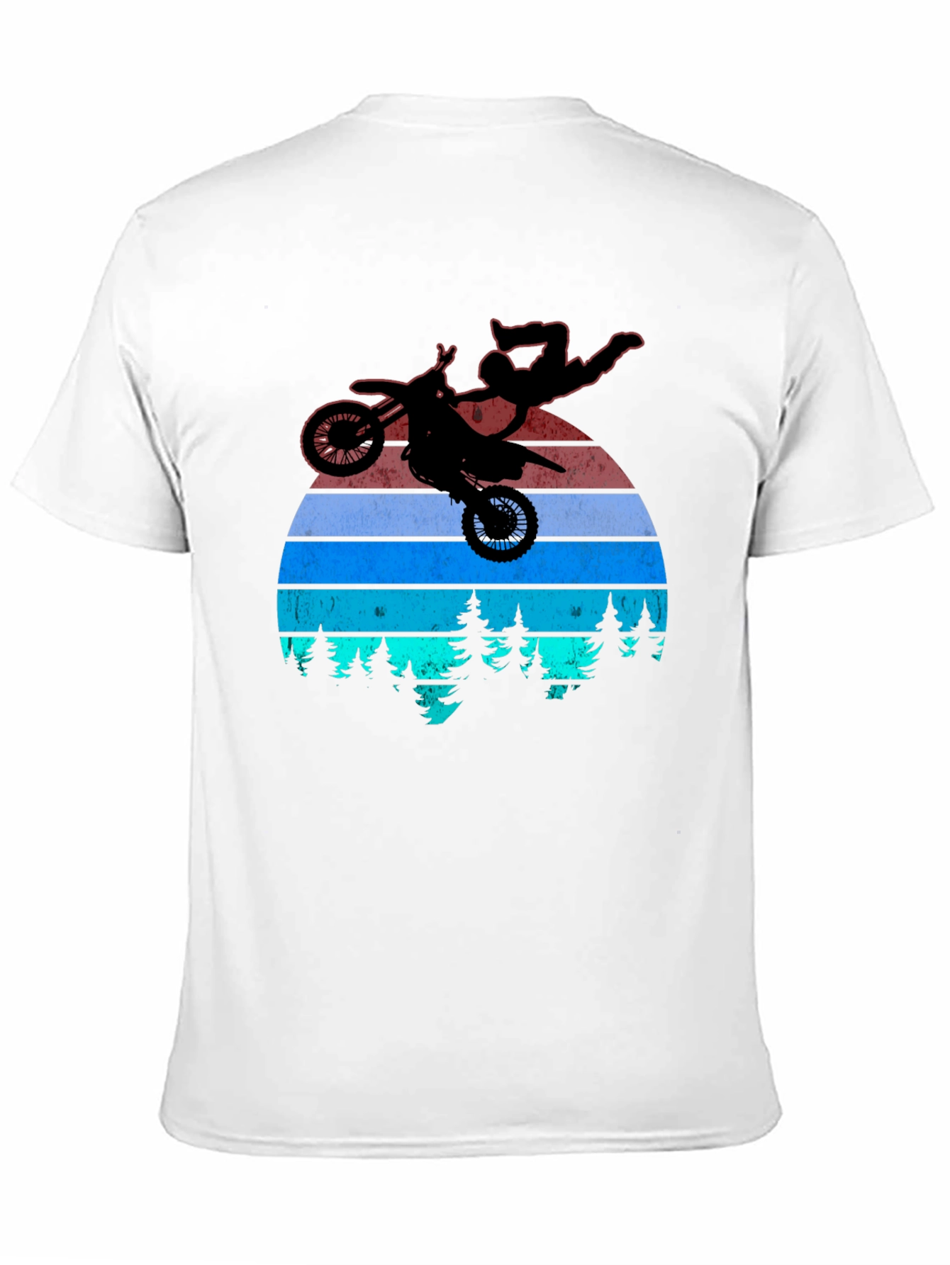 Motocross Stunt T-Shirt - Retro Sunset Design