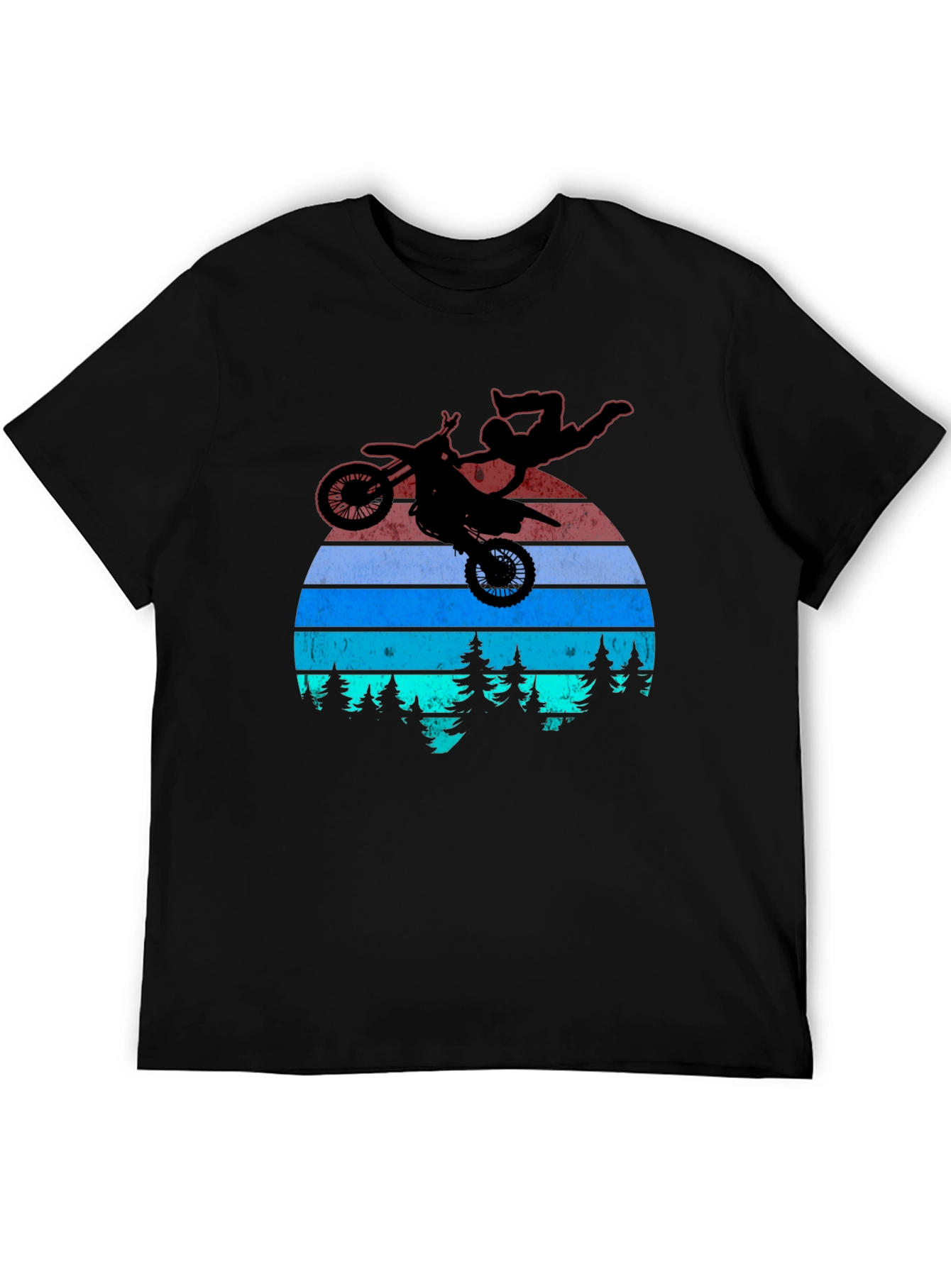 Motocross Stunt T-Shirt - Retro Sunset Design