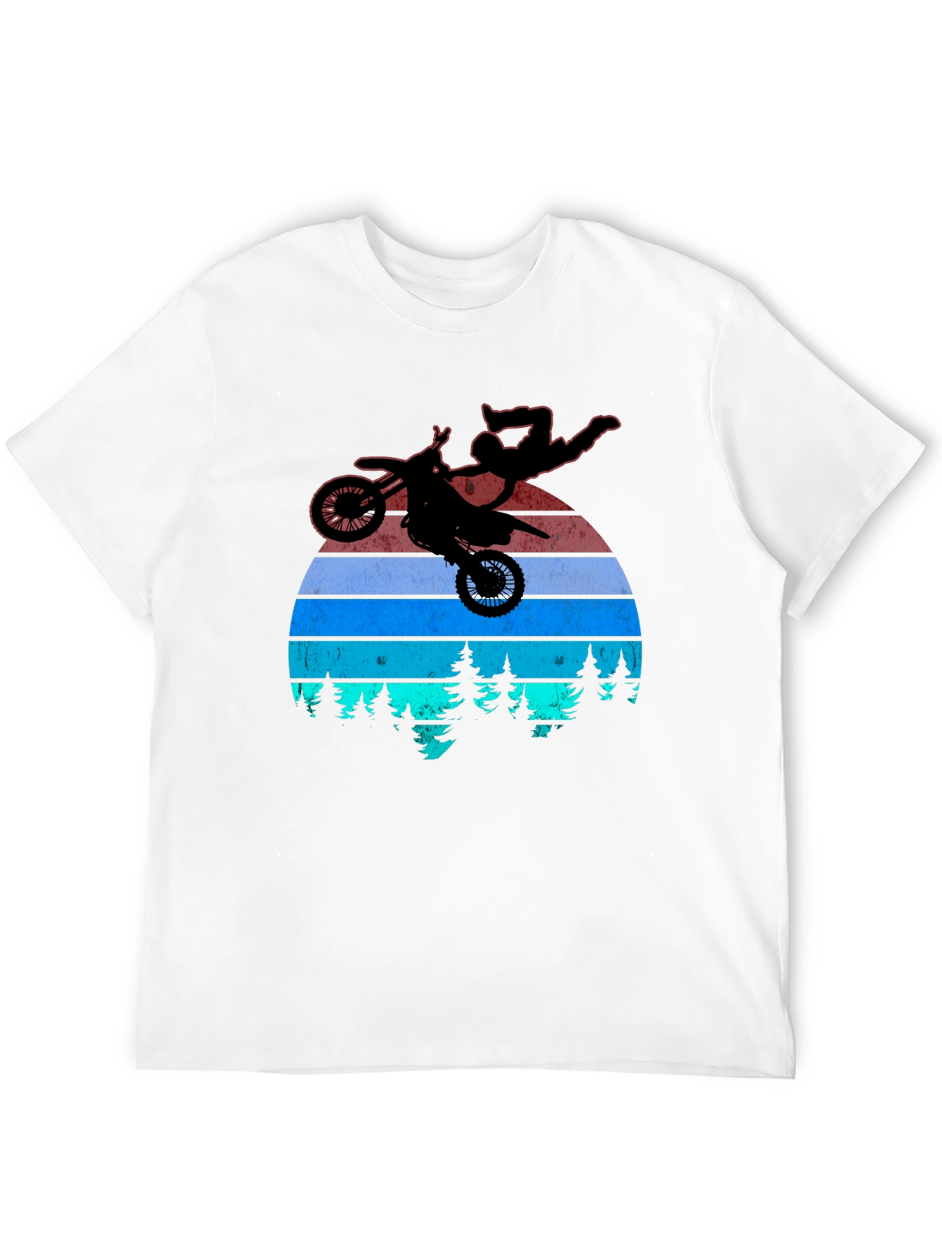 Motocross Stunt T-Shirt - Retro Sunset Design
