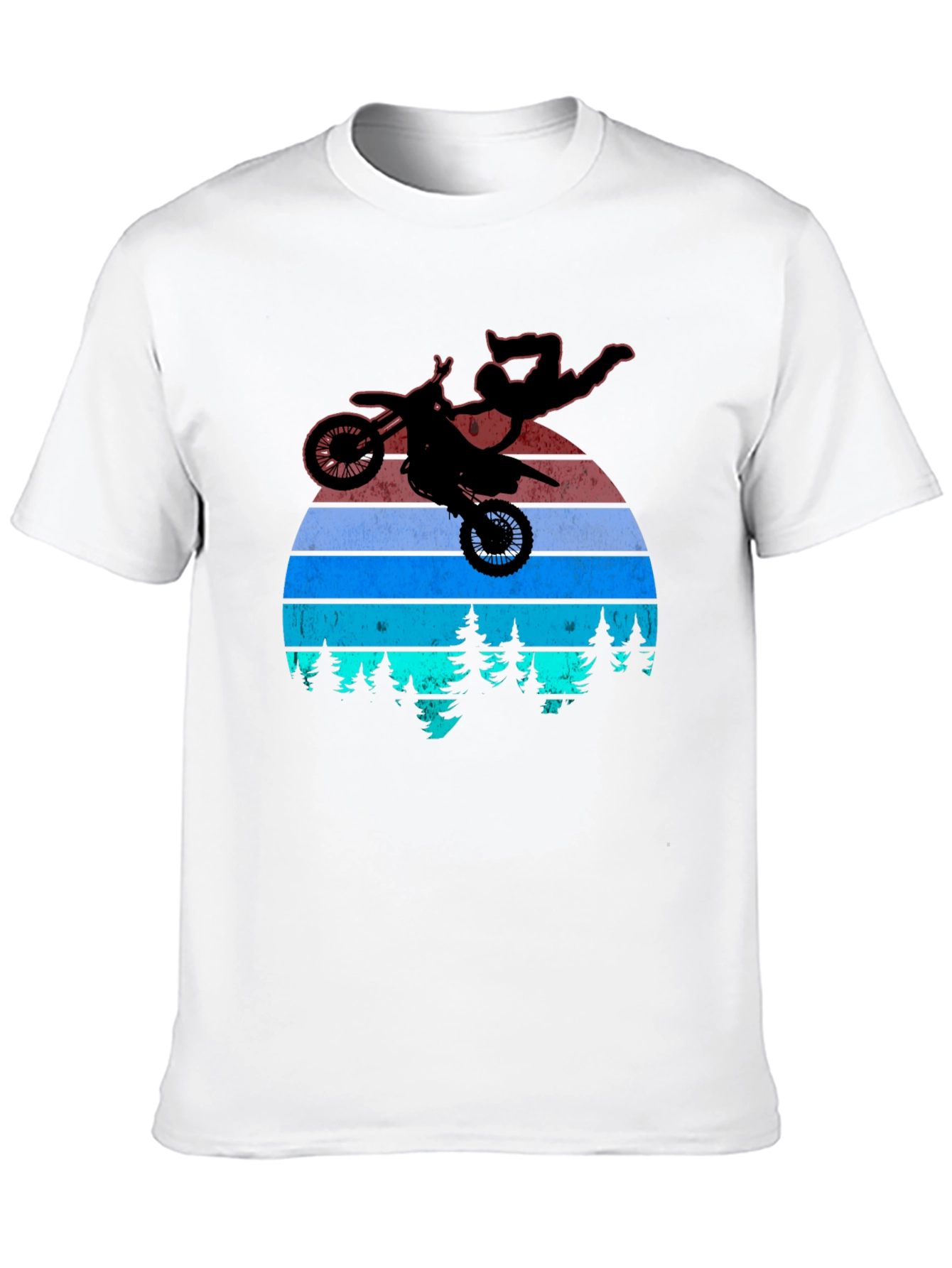 Motocross Stunt T-Shirt - Retro Sunset Design