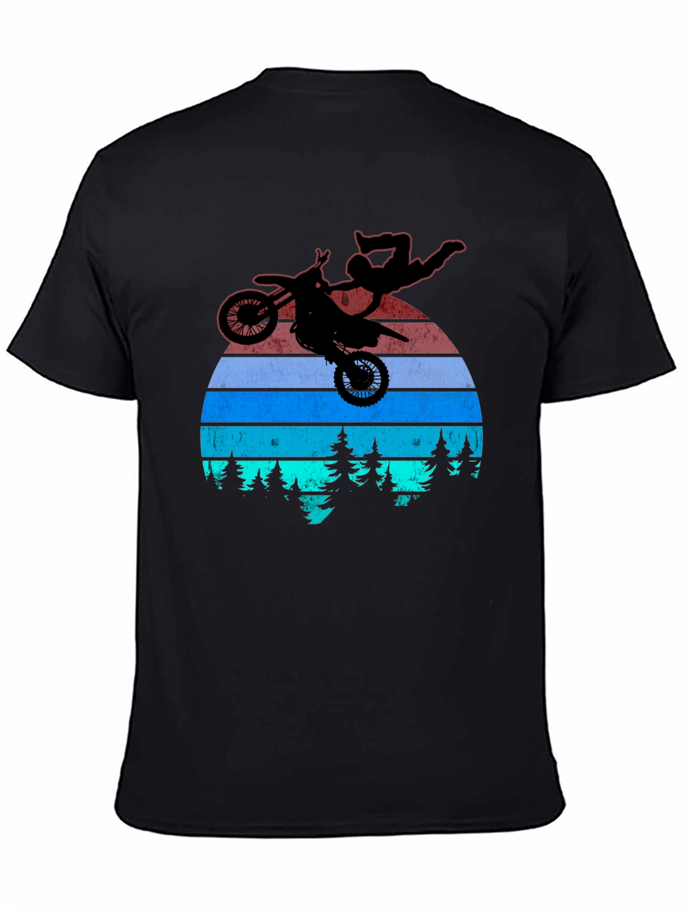 Motocross Stunt T-Shirt - Retro Sunset Design