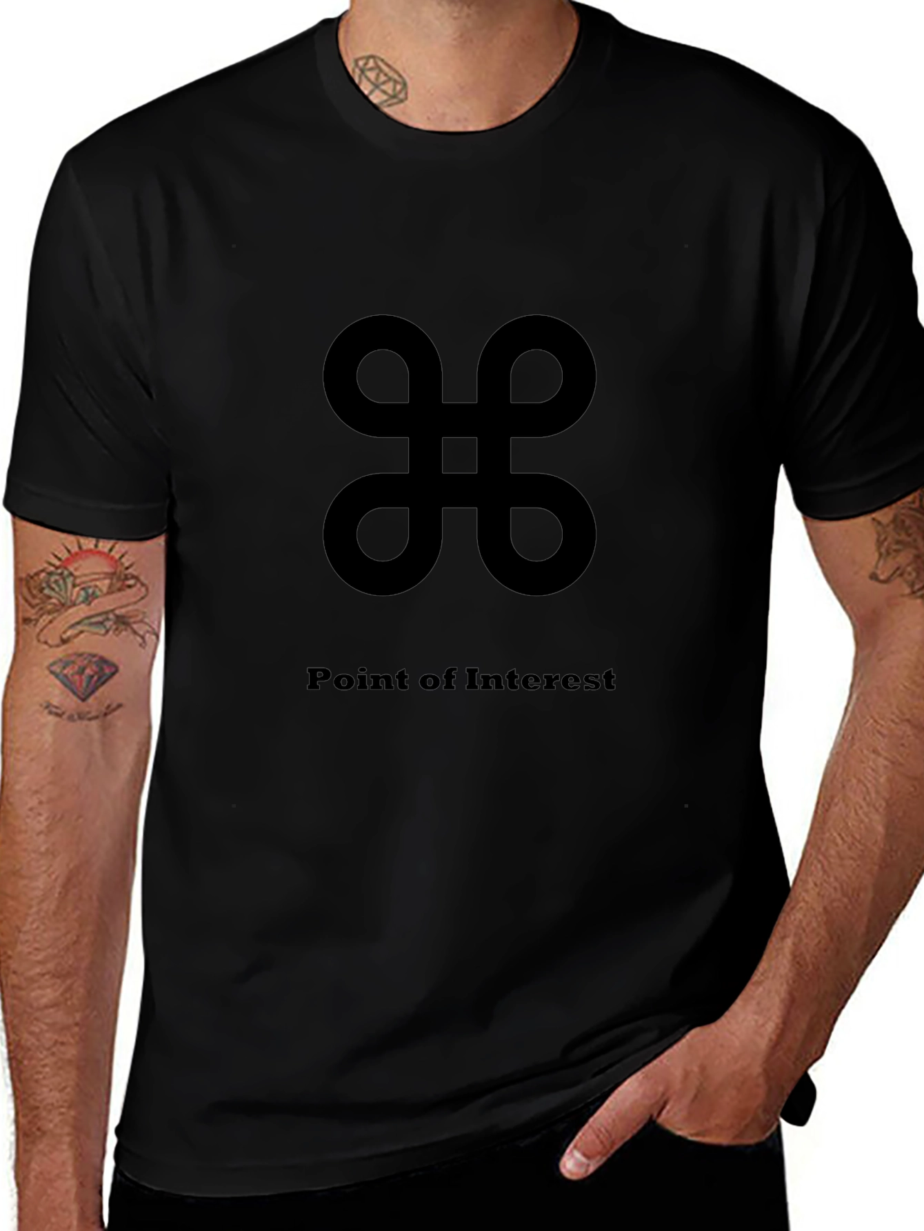 Stylish Black T-Shirt - Point of Interest Design