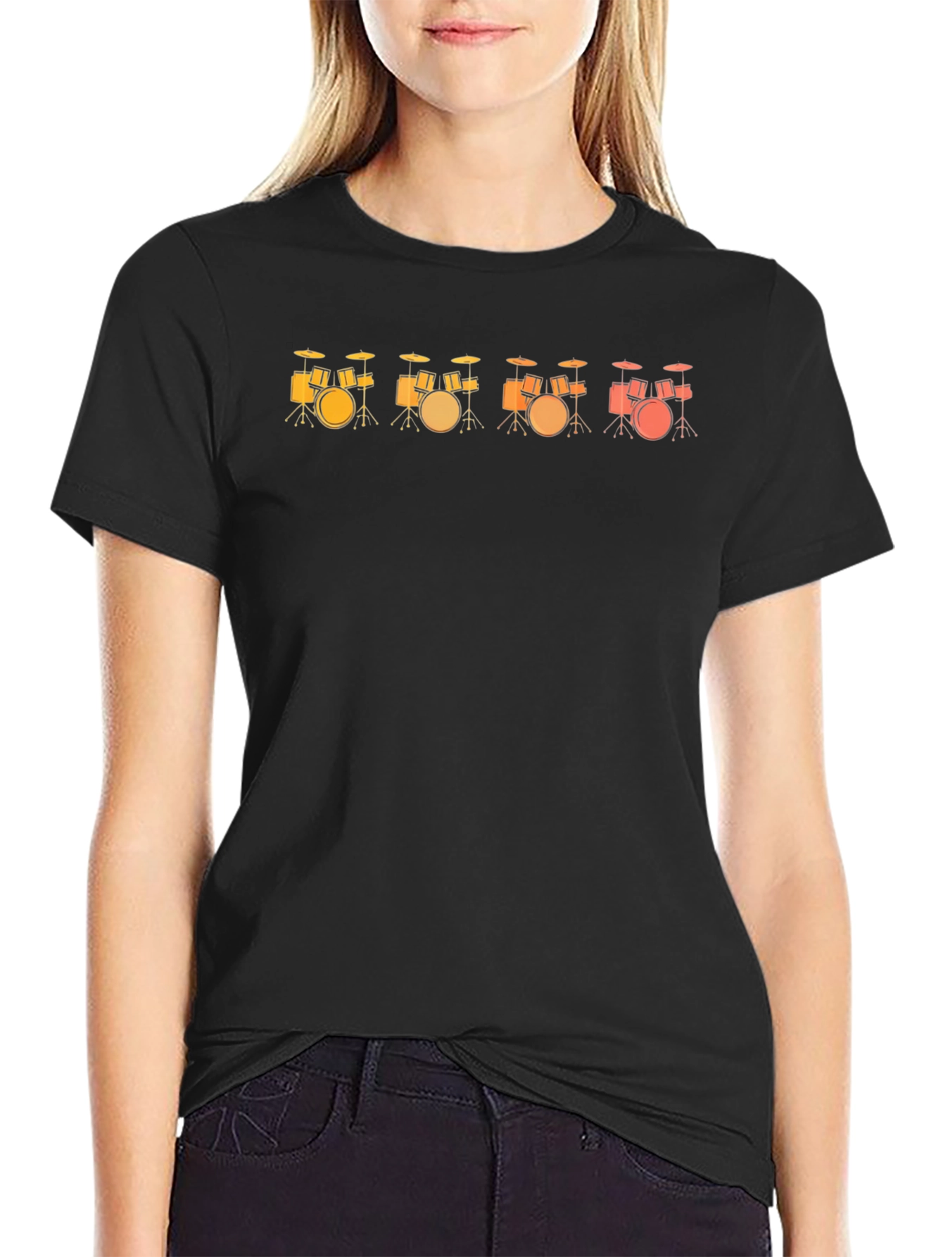 Drum Set Sunset Music T-Shirt
