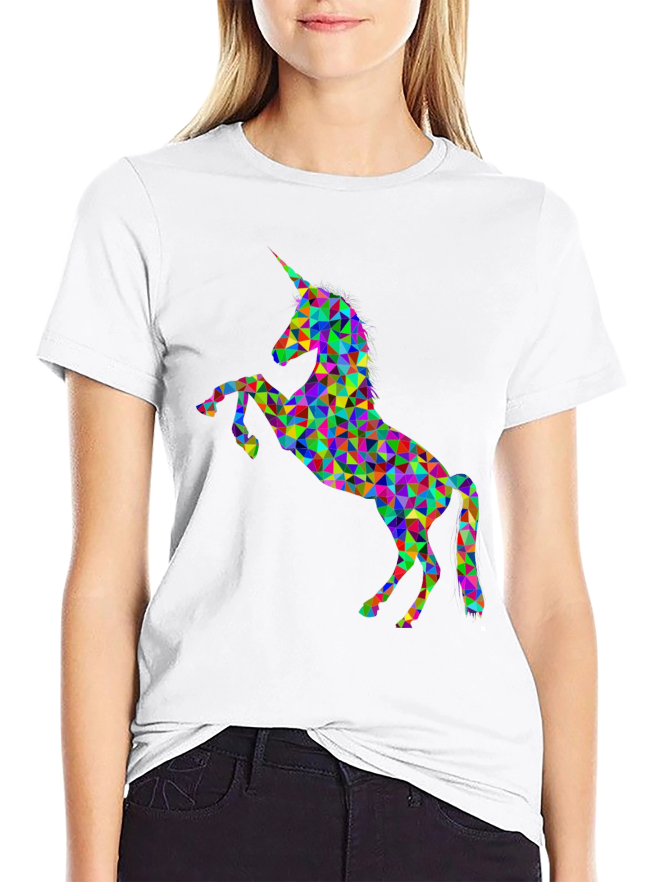 Rainbow Geometric Unicorn Graphic Tee
