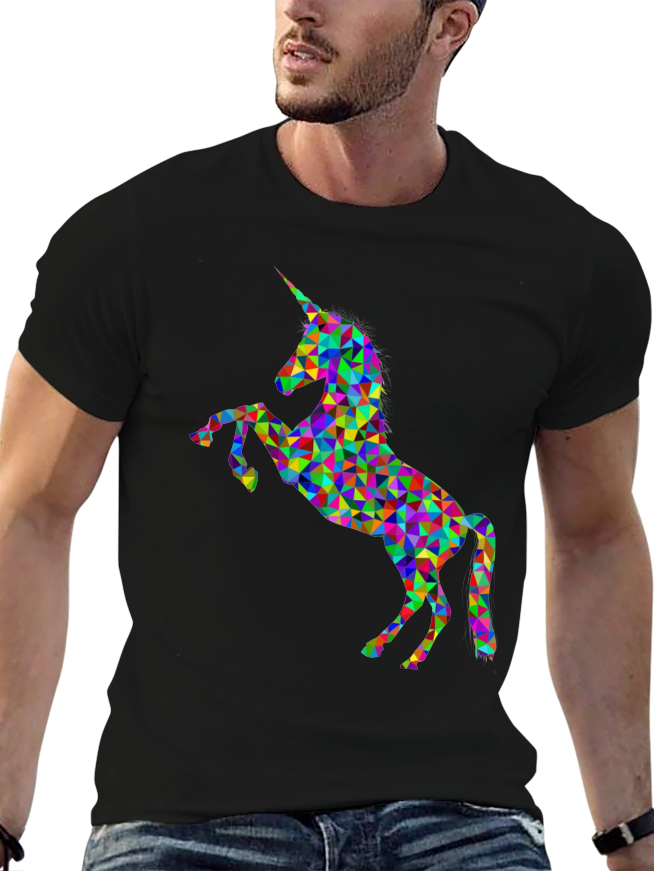 Rainbow Geometric Unicorn Graphic Tee