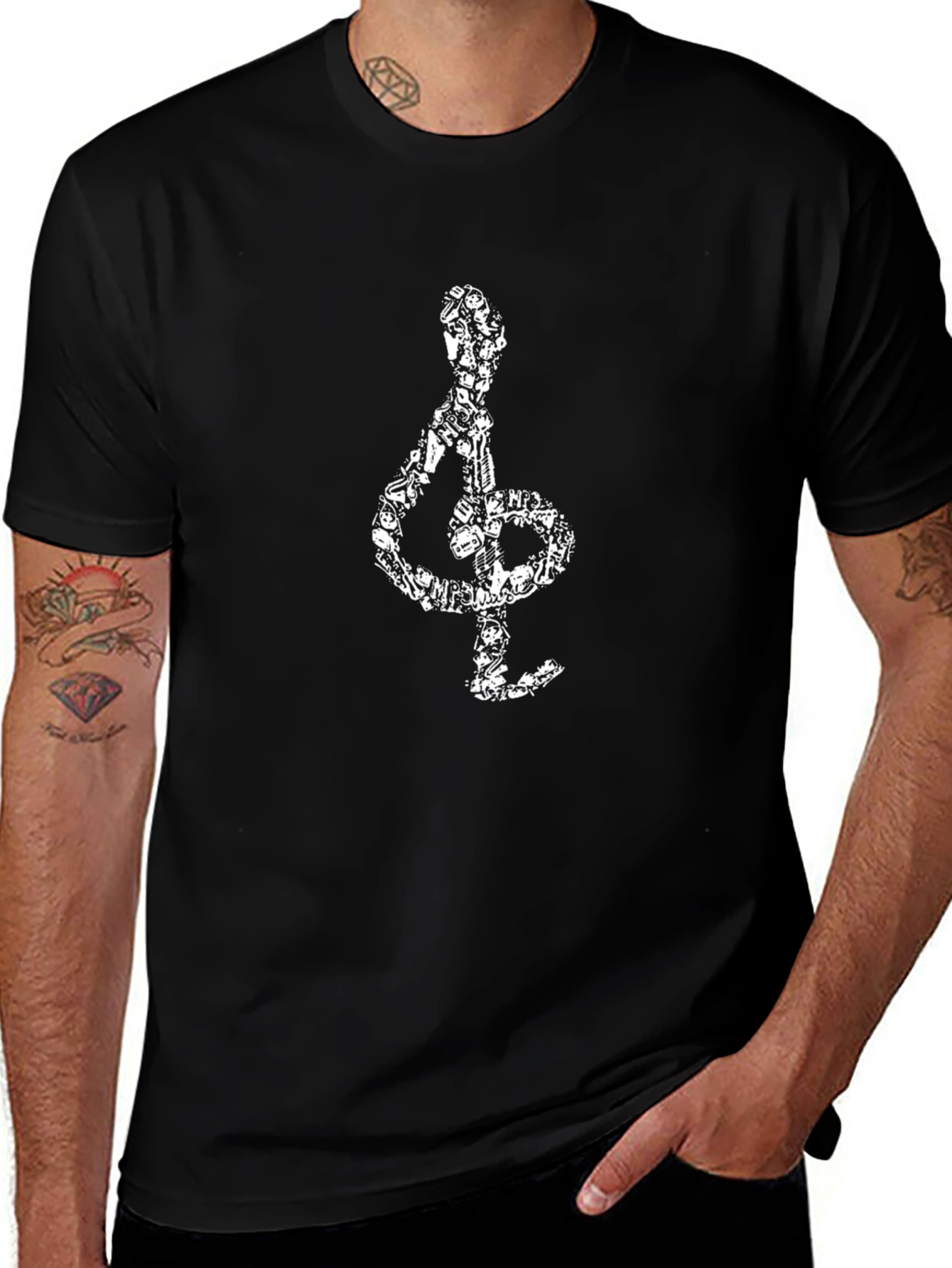 Musical Note Graphic Tee - Black Cotton Comfort