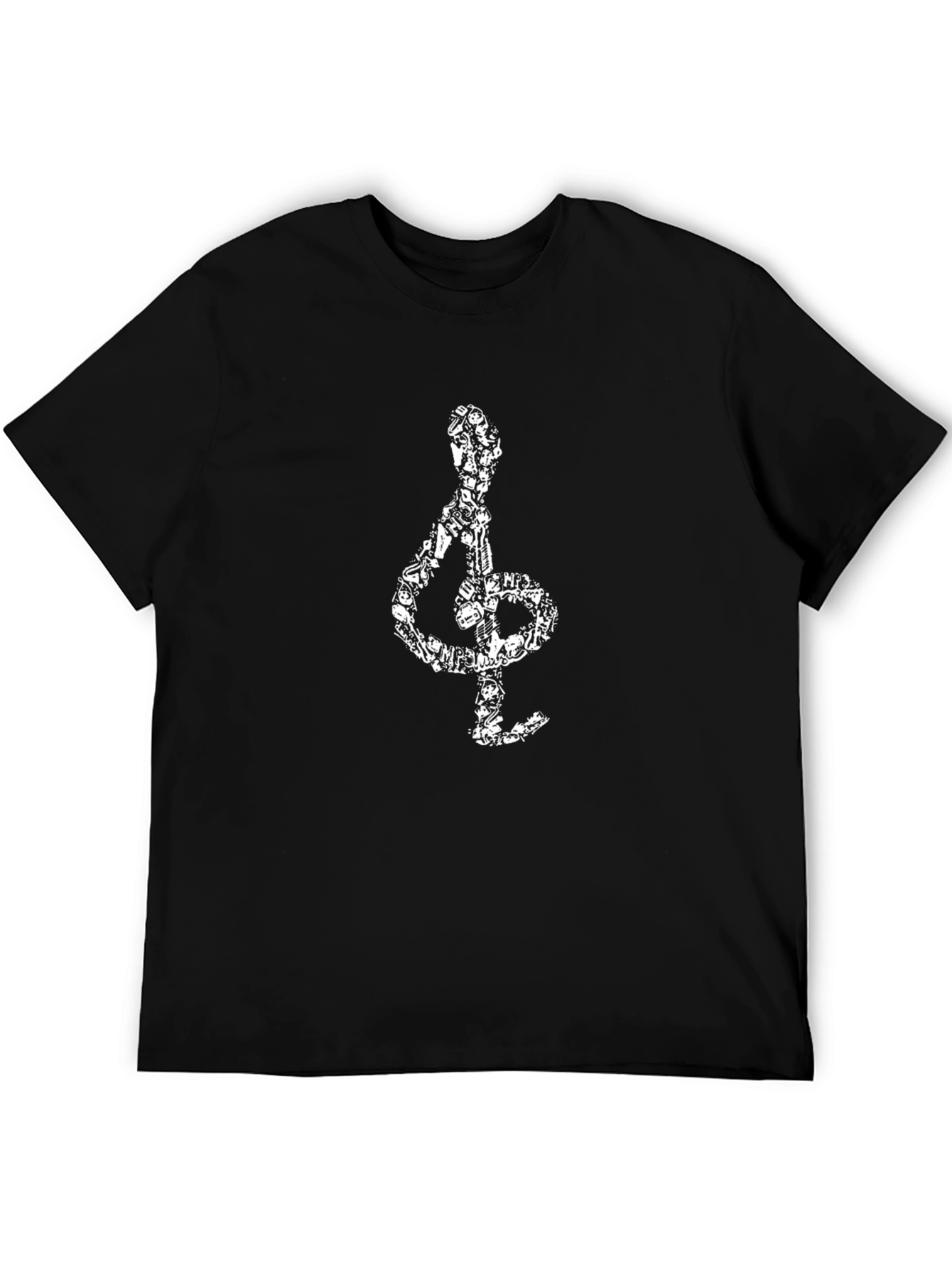 Musical Note Graphic Tee - Black Cotton Comfort