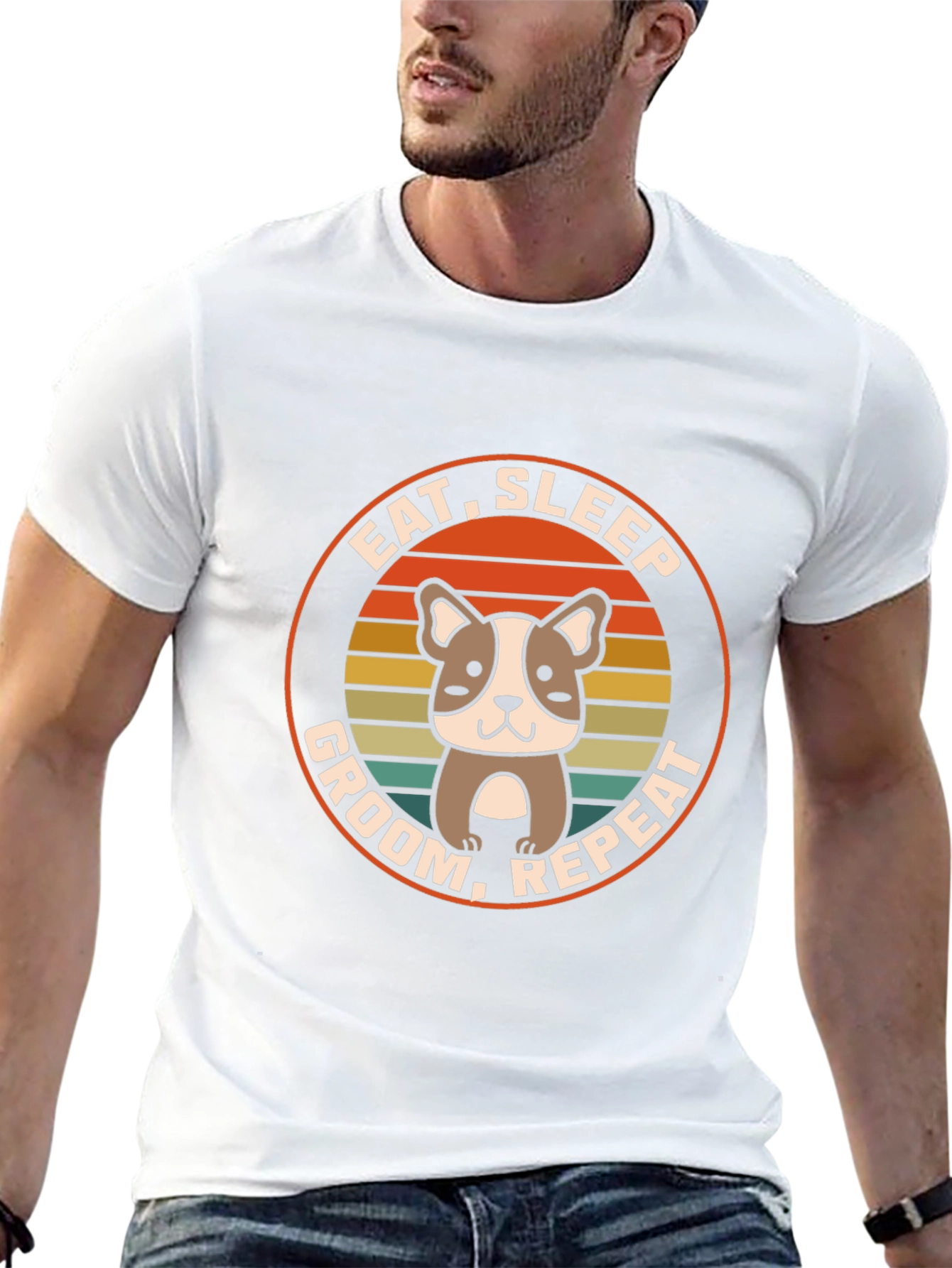 Eat Sleep Groom Repeat Dog T-Shirt