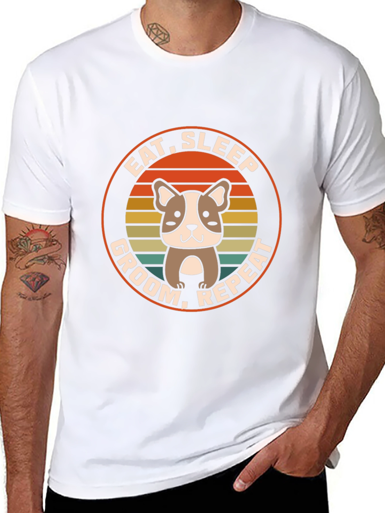 Eat Sleep Groom Repeat Dog T-Shirt
