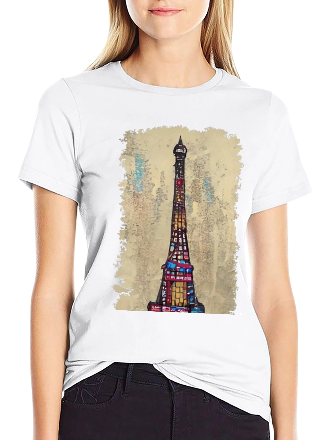 Eiffel Tower Graphic Tee - Artistic Cityscape Shirt