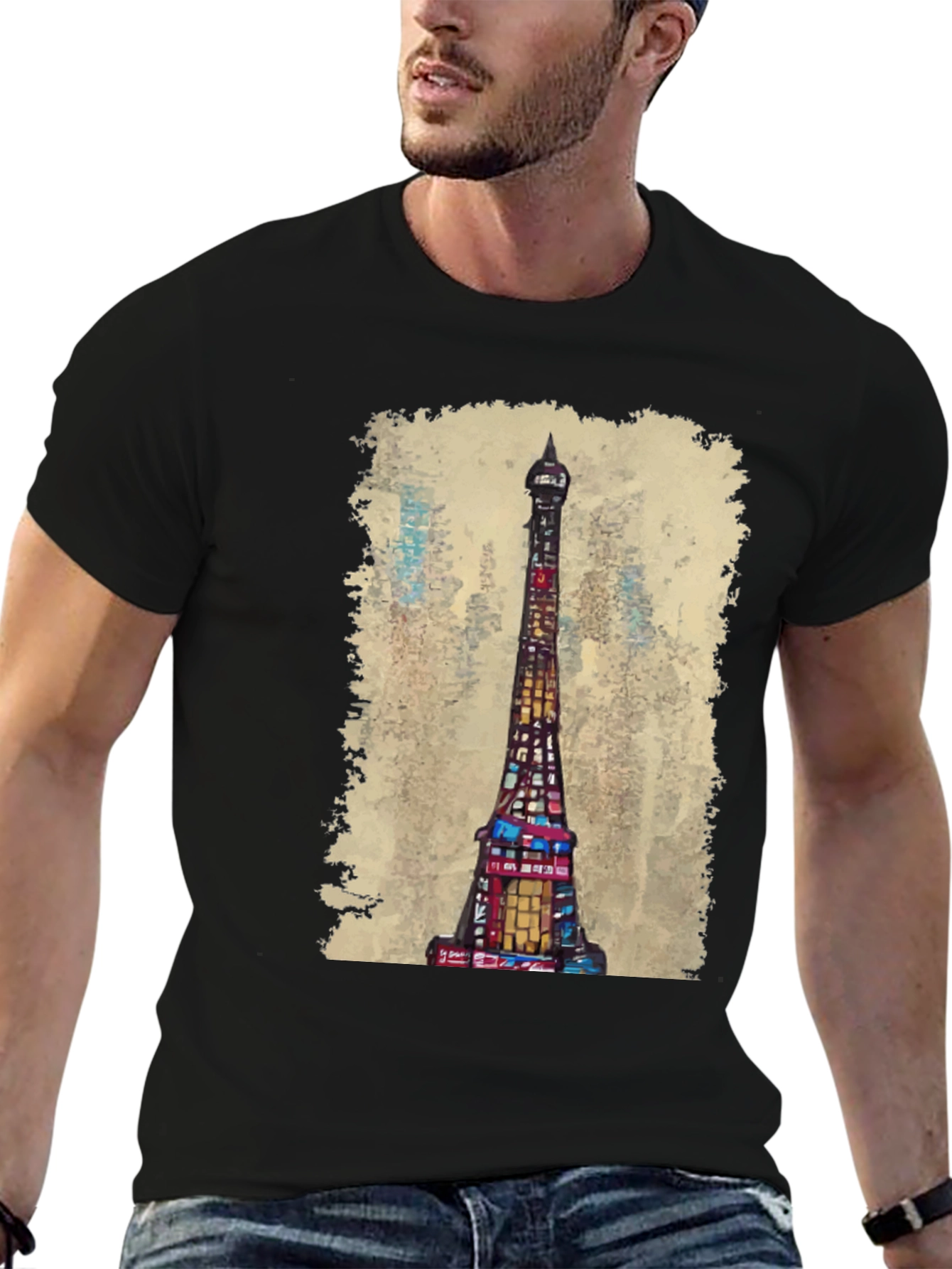 Eiffel Tower Graphic Tee - Artistic Cityscape Shirt