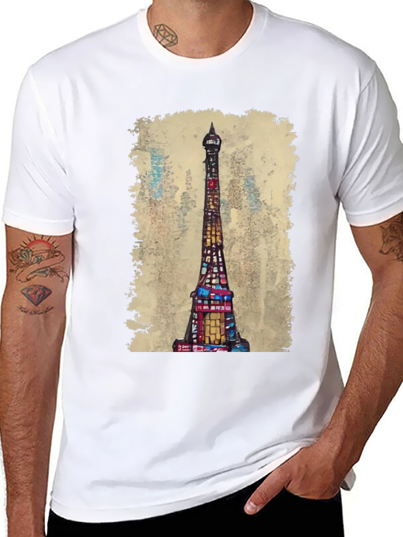 Eiffel Tower Graphic Tee - Artistic Cityscape Shirt