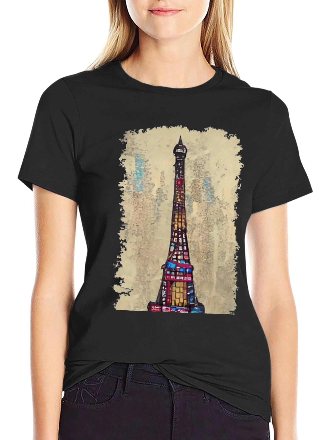 Eiffel Tower Graphic Tee - Artistic Cityscape Shirt