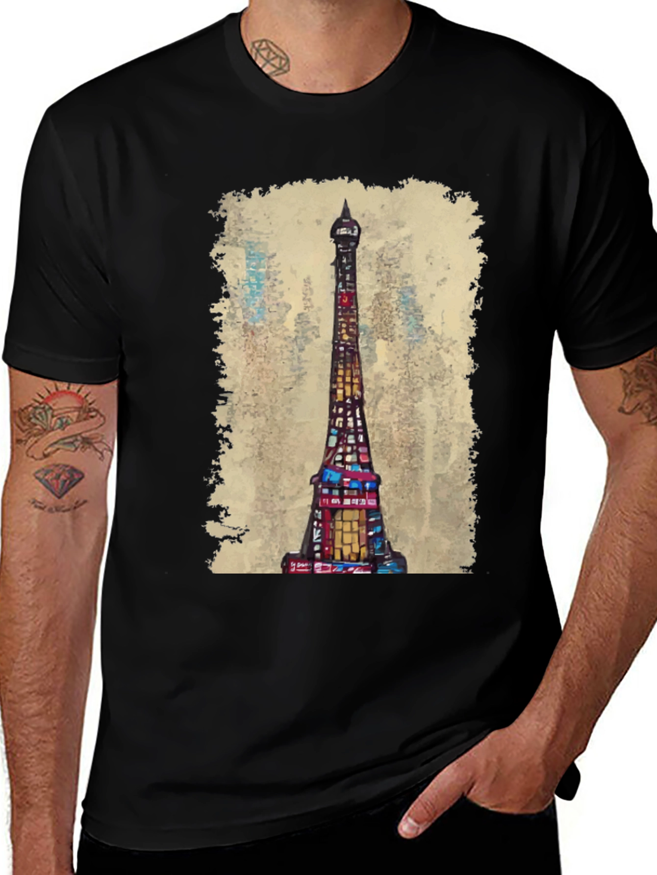 Eiffel Tower Graphic Tee - Artistic Cityscape Shirt