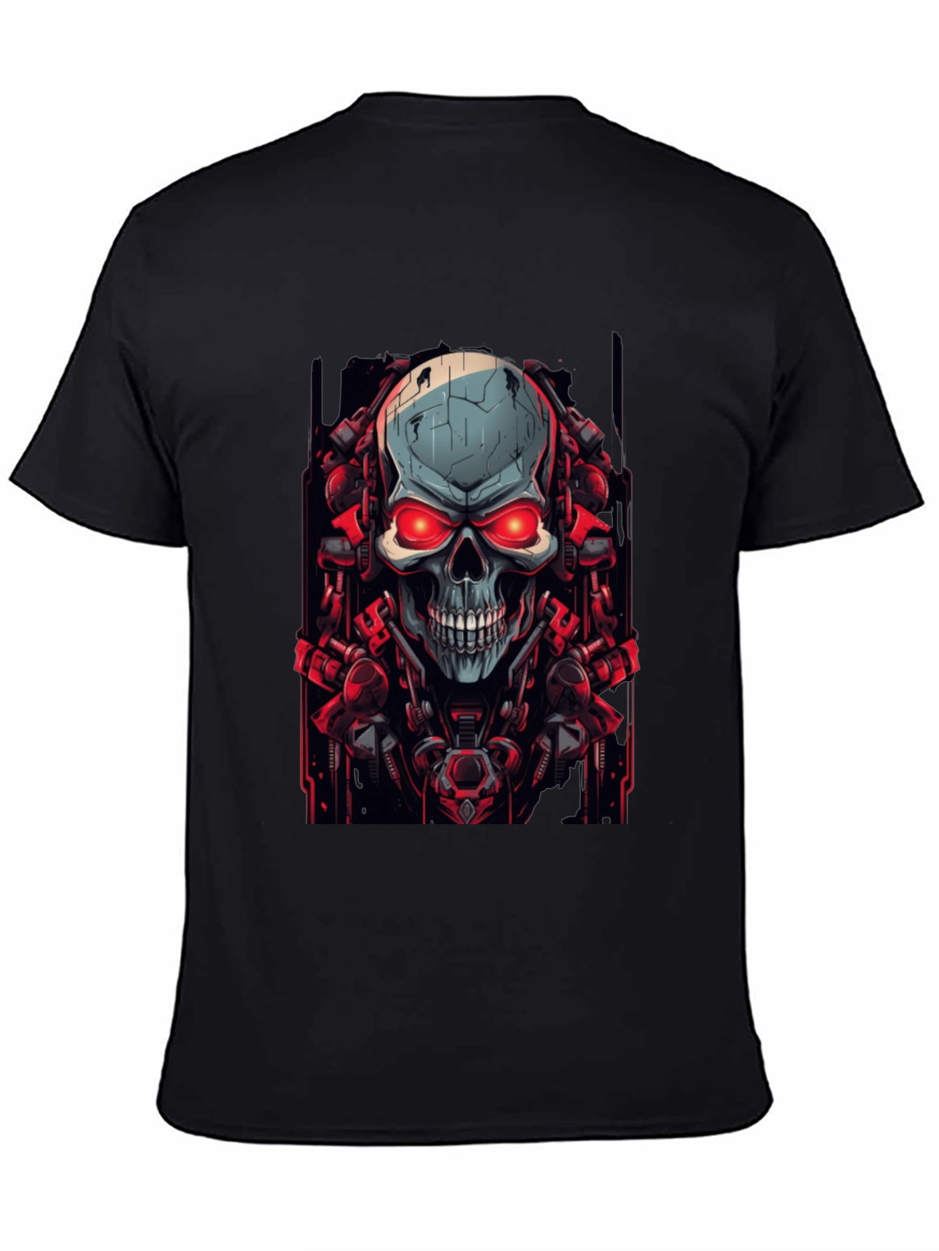 Cyberpunk Skull Graphic Black T-Shirt