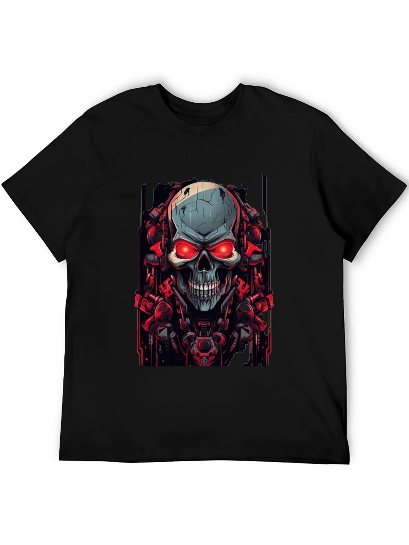 Cyberpunk Skull Graphic Black T-Shirt