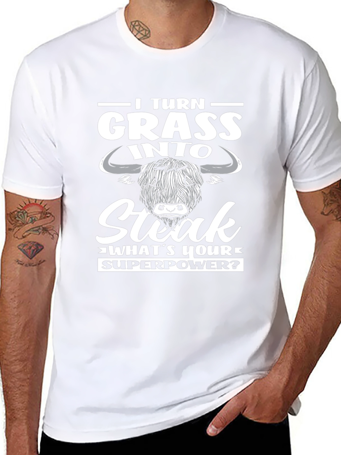 I Turn Grass Into Steak T-Shirt Funny Novelty Tee