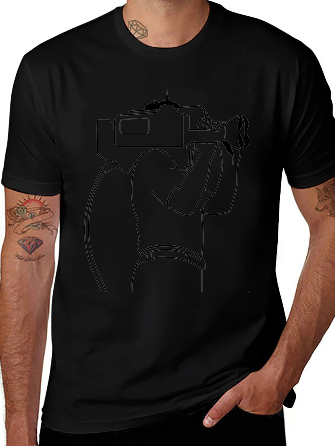 Cameraman Graphic T-Shirt - Black