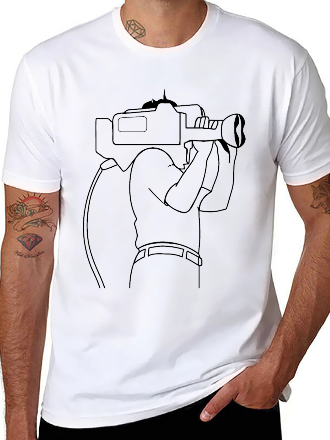 Cameraman Graphic T-Shirt - Black