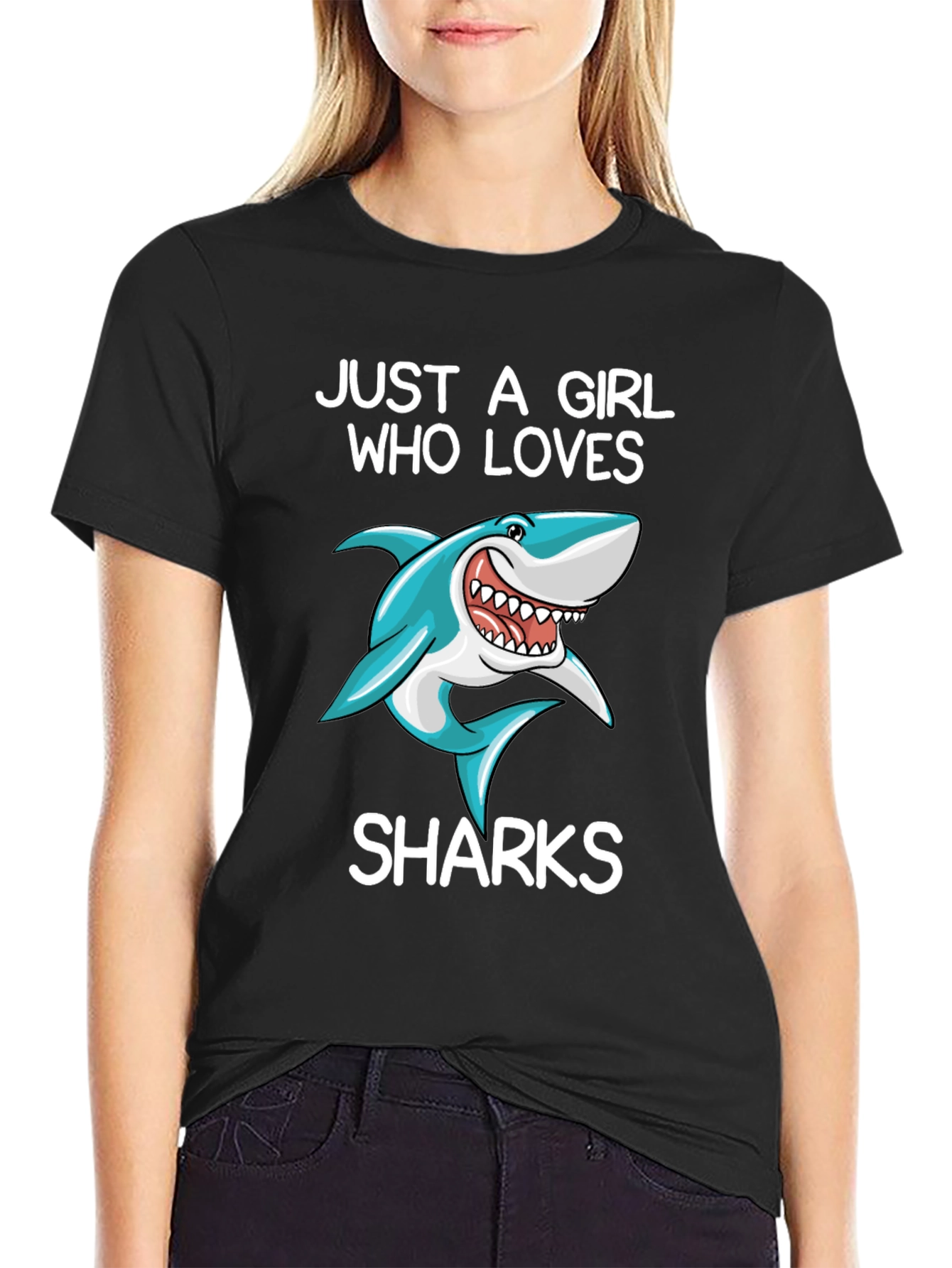 Just a Girl Who Loves Sharks Graphic Tee