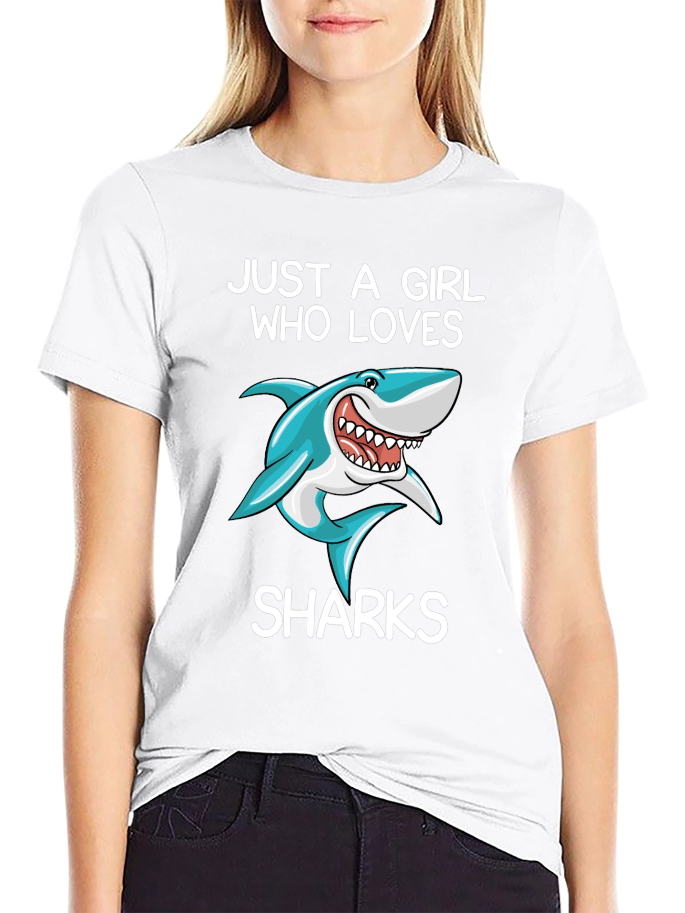 Just a Girl Who Loves Sharks Graphic Tee