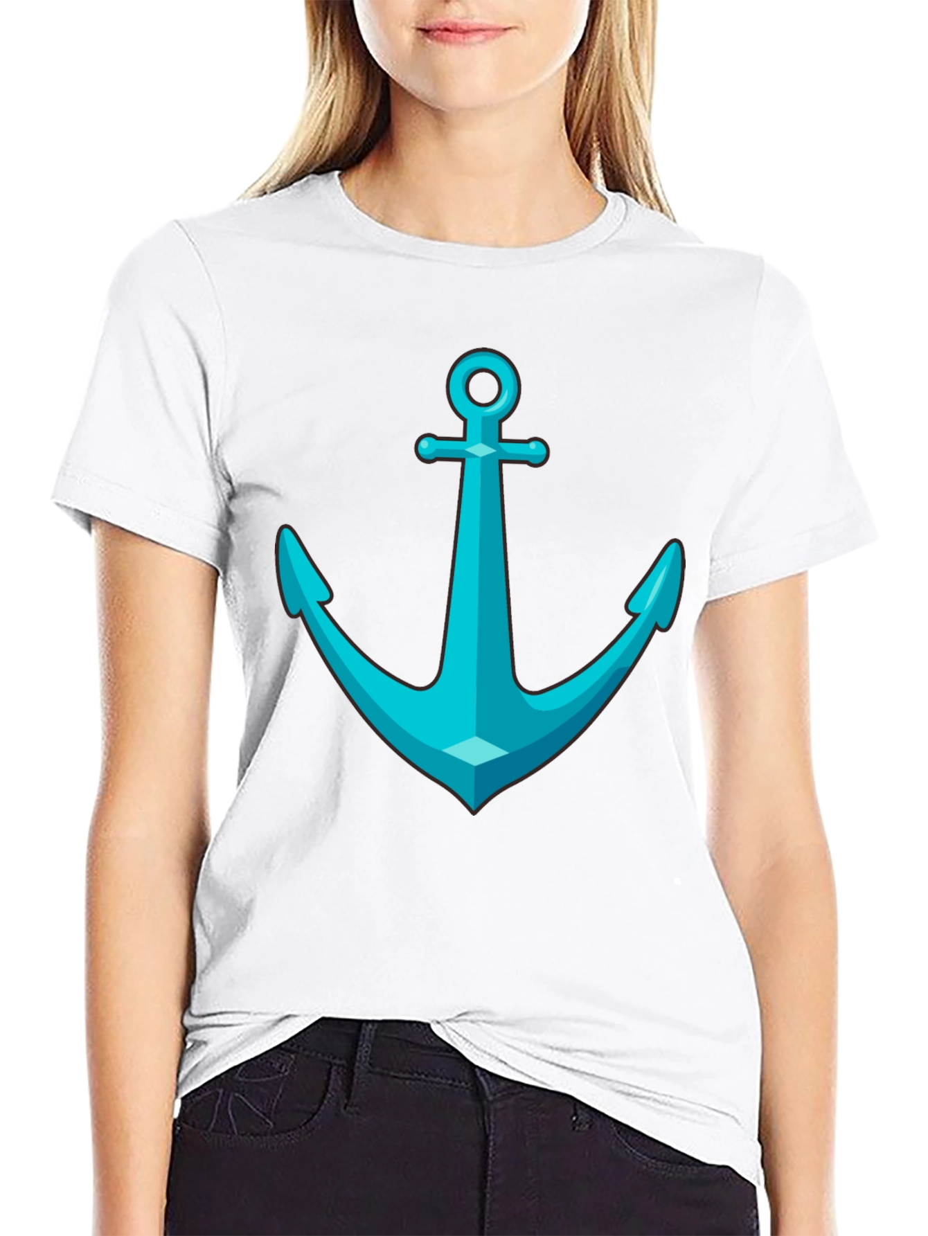 Anchor Graphic Tee - Nautical Style Black T-Shirt