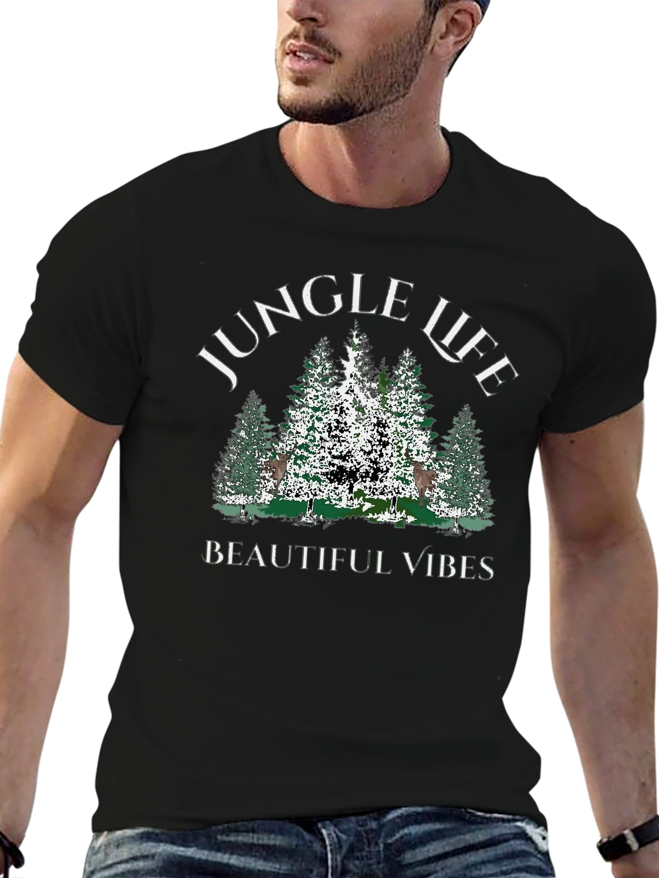 Jungle Life Graphic Tee - Beautiful Vibes Black T-Shirt