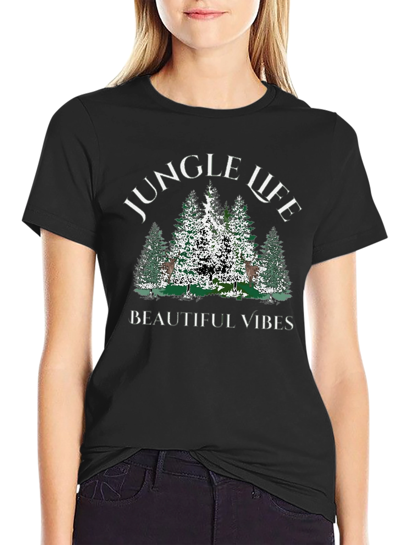 Jungle Life Graphic Tee - Beautiful Vibes Black T-Shirt