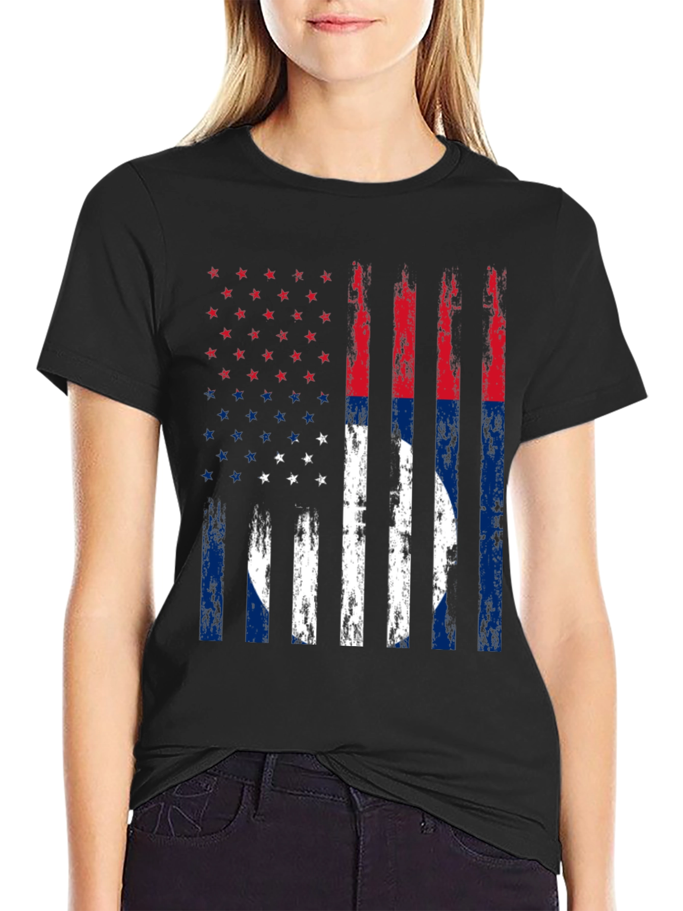 Distressed US Flag T-Shirt Patriotic Tee