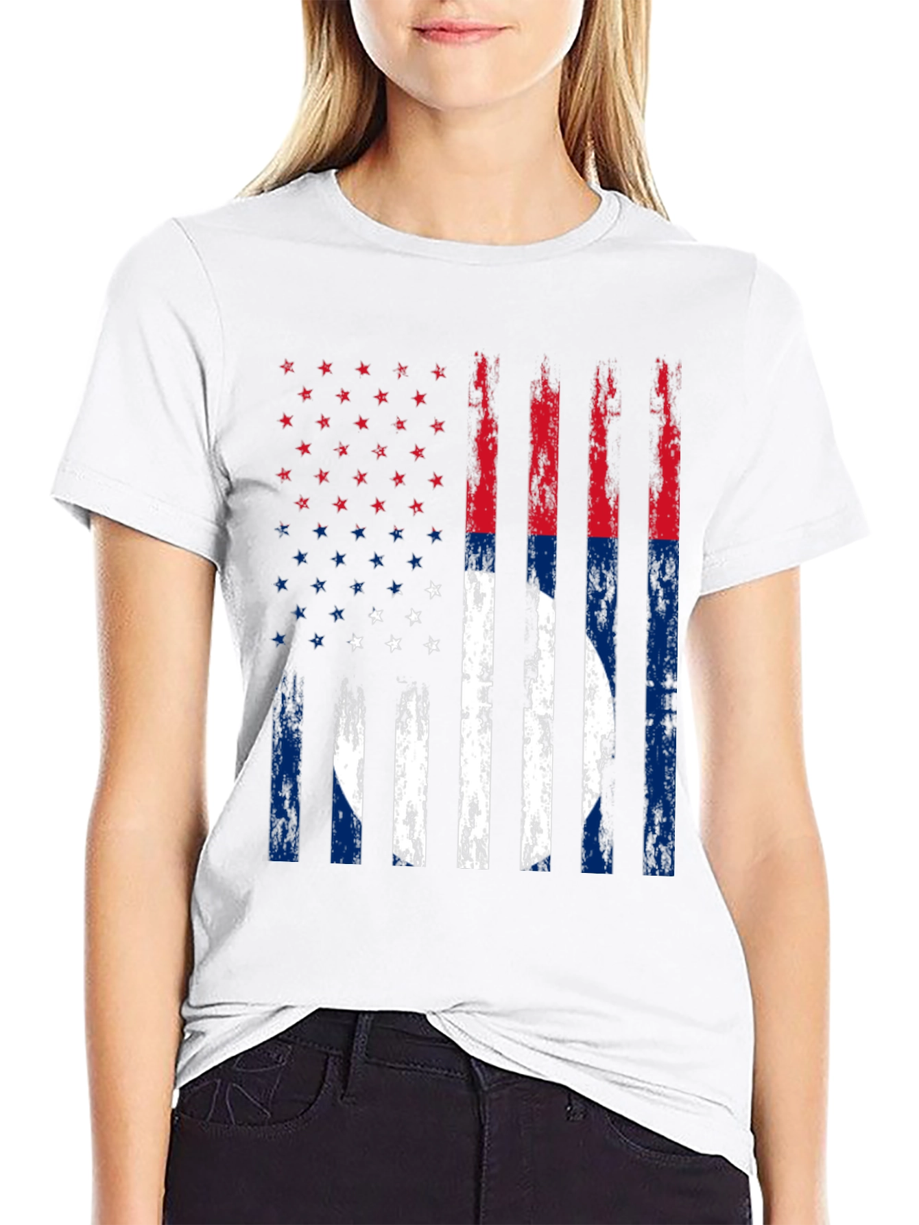 Distressed US Flag T-Shirt Patriotic Tee