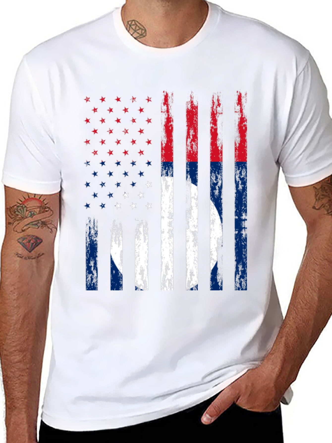 Distressed US Flag T-Shirt Patriotic Tee