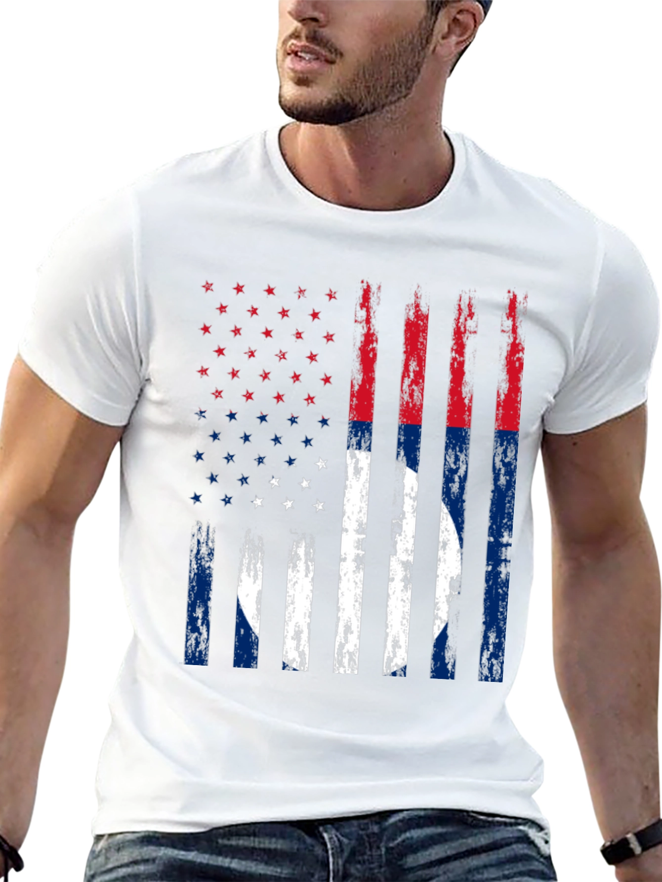 Distressed US Flag T-Shirt Patriotic Tee