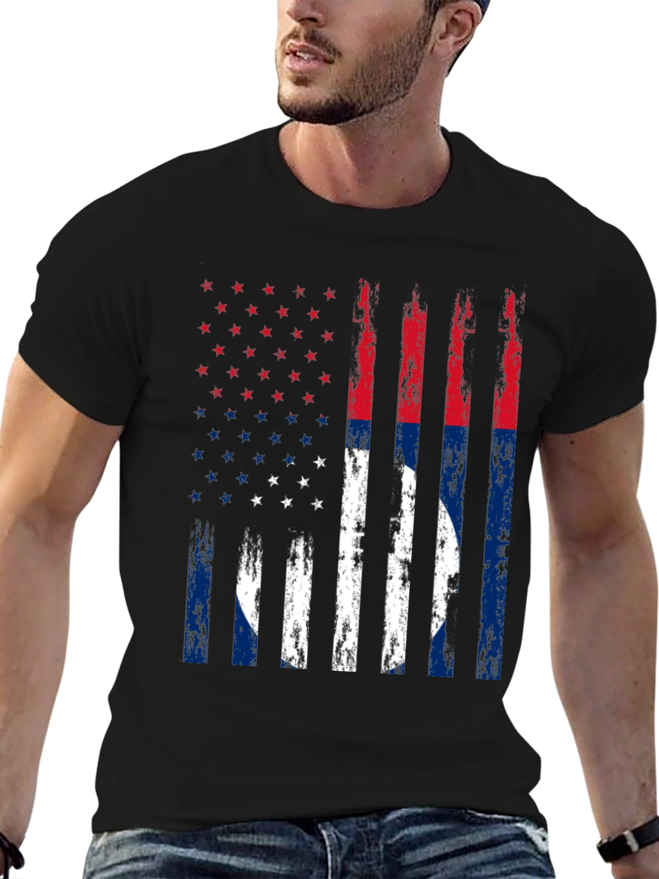 Distressed US Flag T-Shirt Patriotic Tee