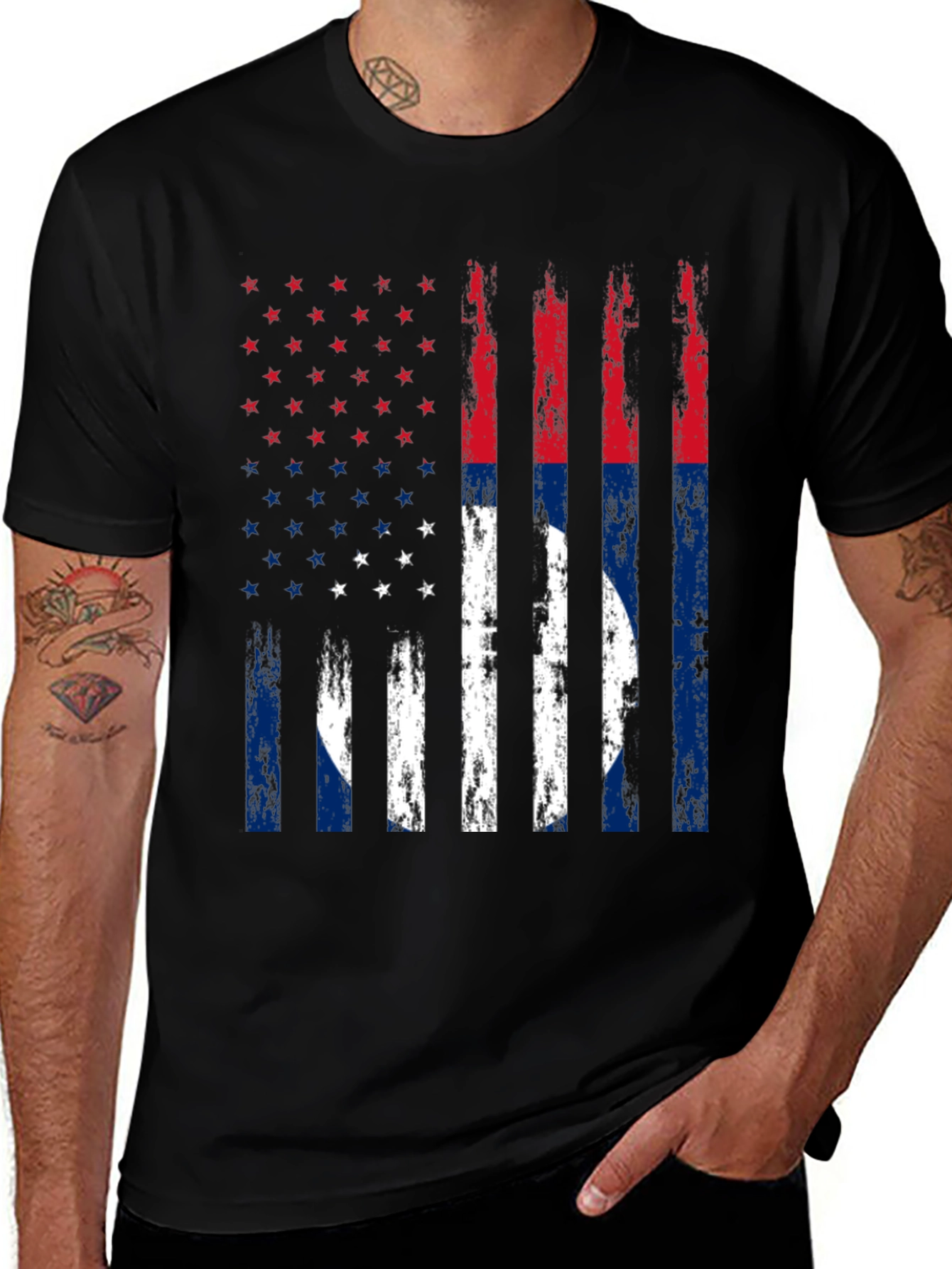 Distressed US Flag T-Shirt Patriotic Tee