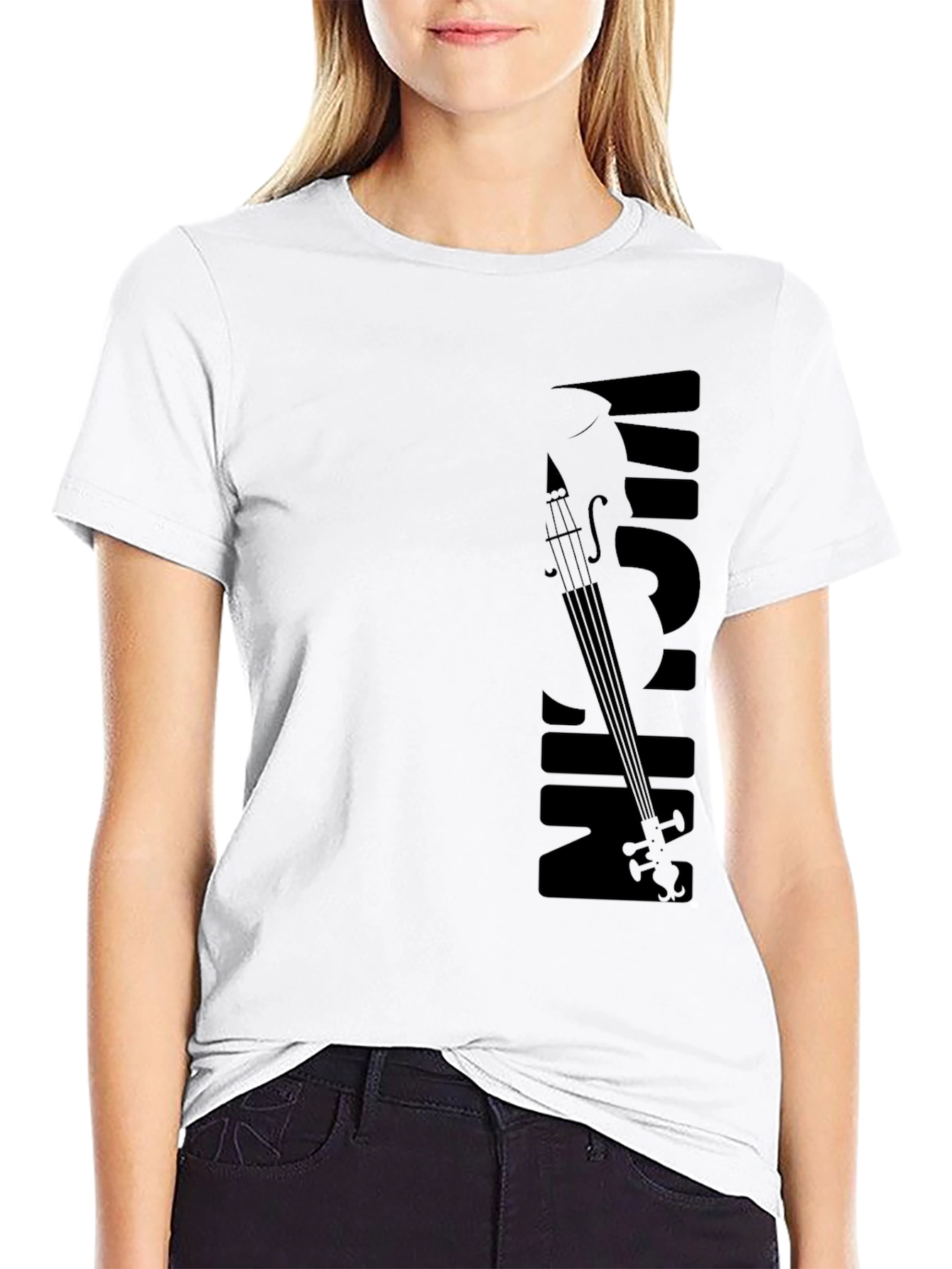 Musical Violin Graphic Black T-Shirt