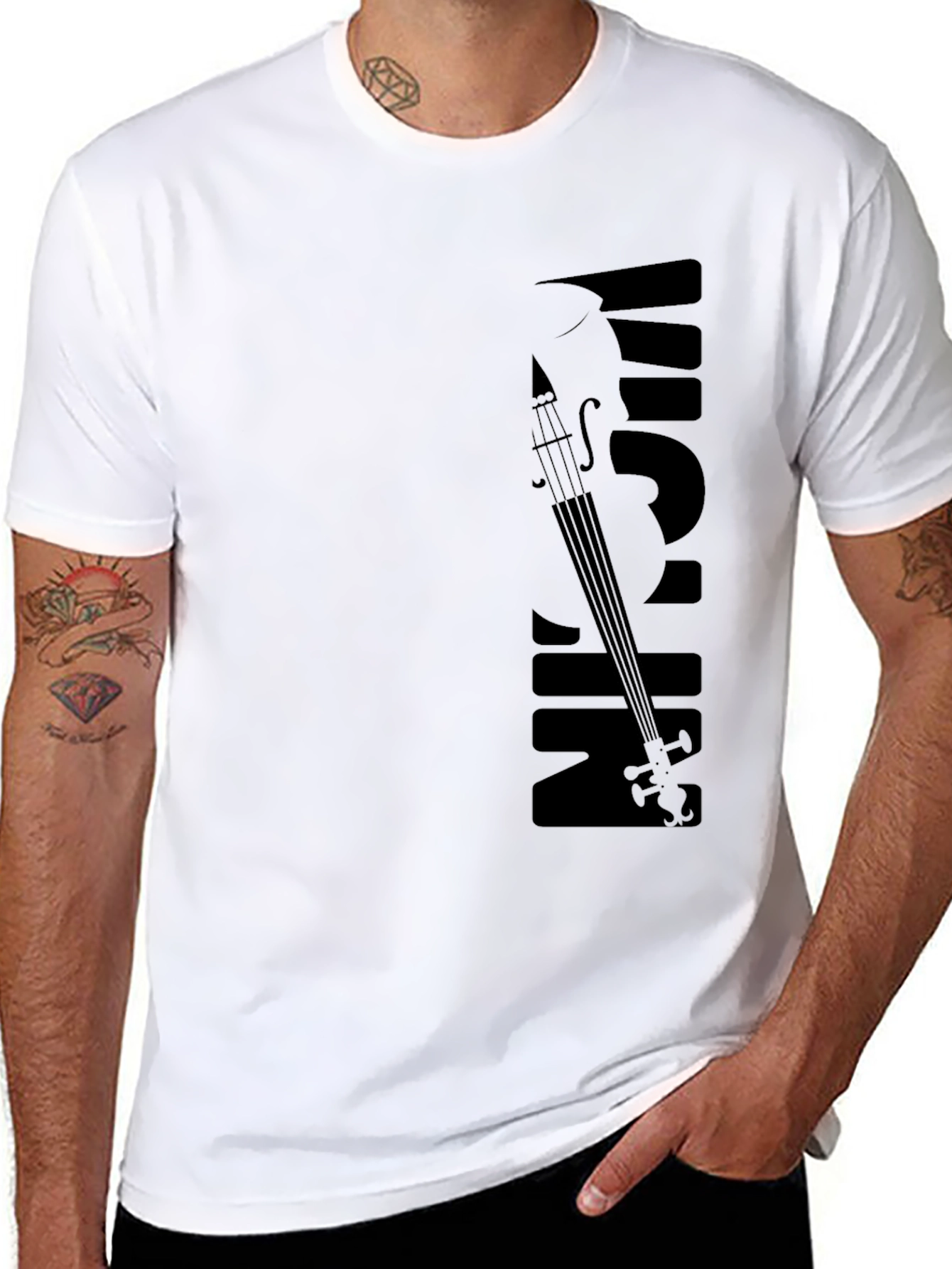 Musical Violin Graphic Black T-Shirt