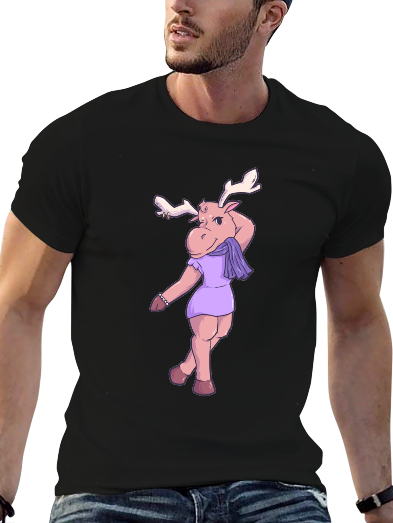 Moose in Dress Graphic T-Shirt