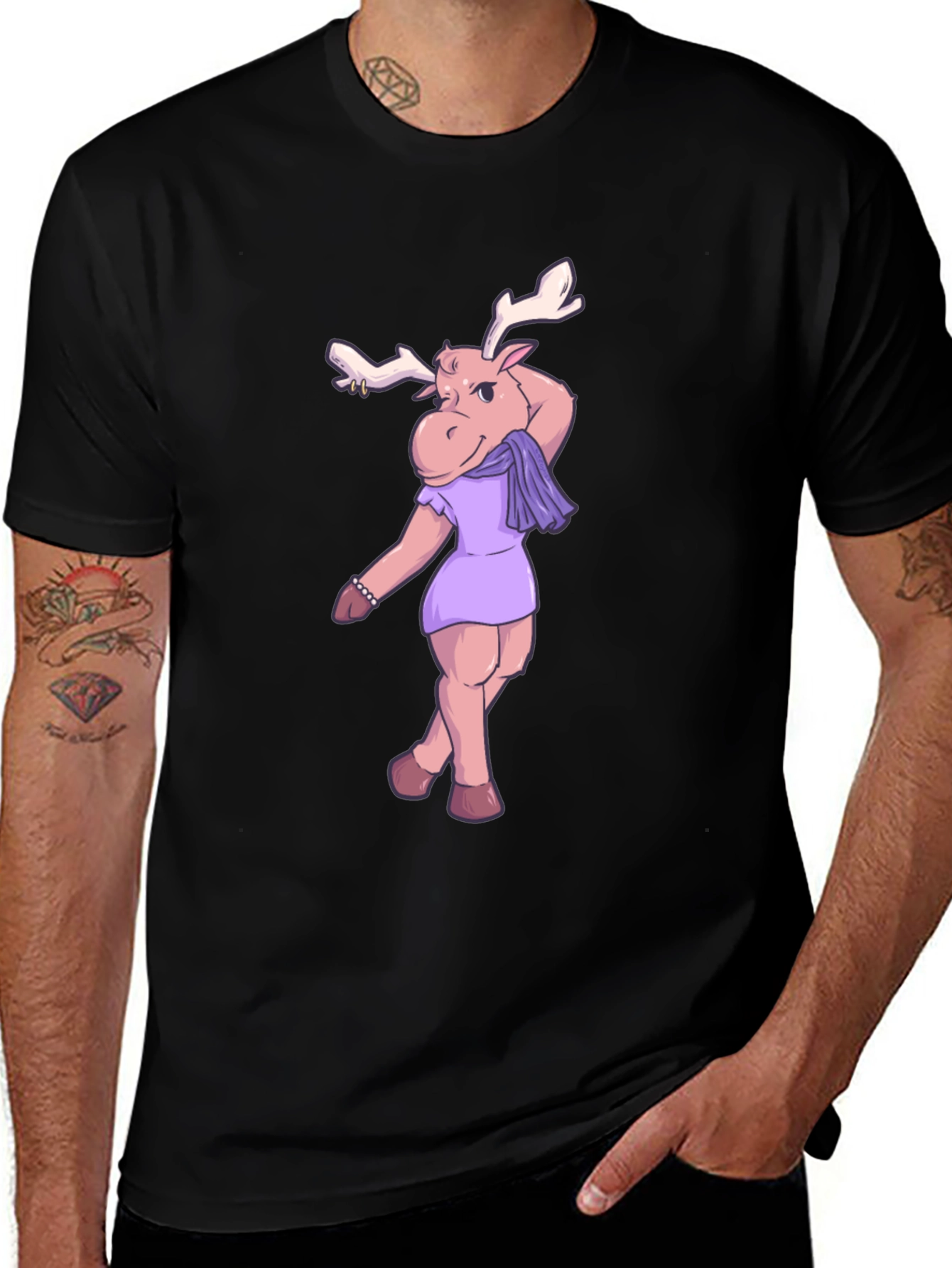 Moose in Dress Graphic T-Shirt