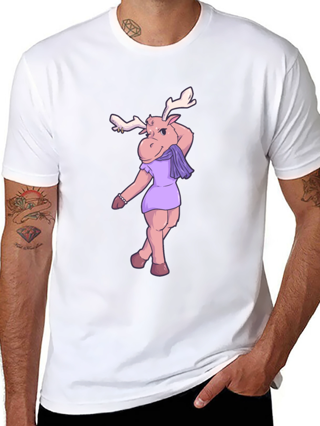 Moose in Dress Graphic T-Shirt